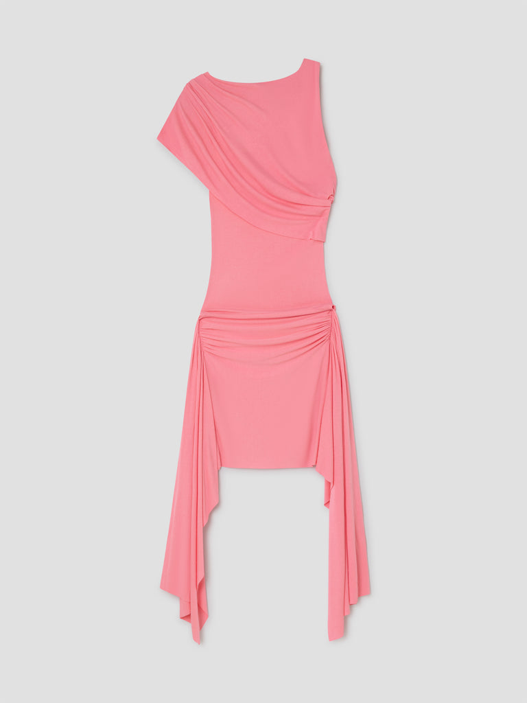 Pink Asymmetrical One-Shoulder Midi Dress for Women Gimaguas Pink Asymmetrical One-Shoulder Midi Dress for Women Gimaguas