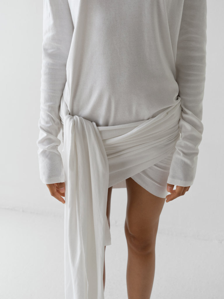 white long sleeve tee shirt dress Women's Ella White Fitted Long Sleeve Shirt Dress | Small