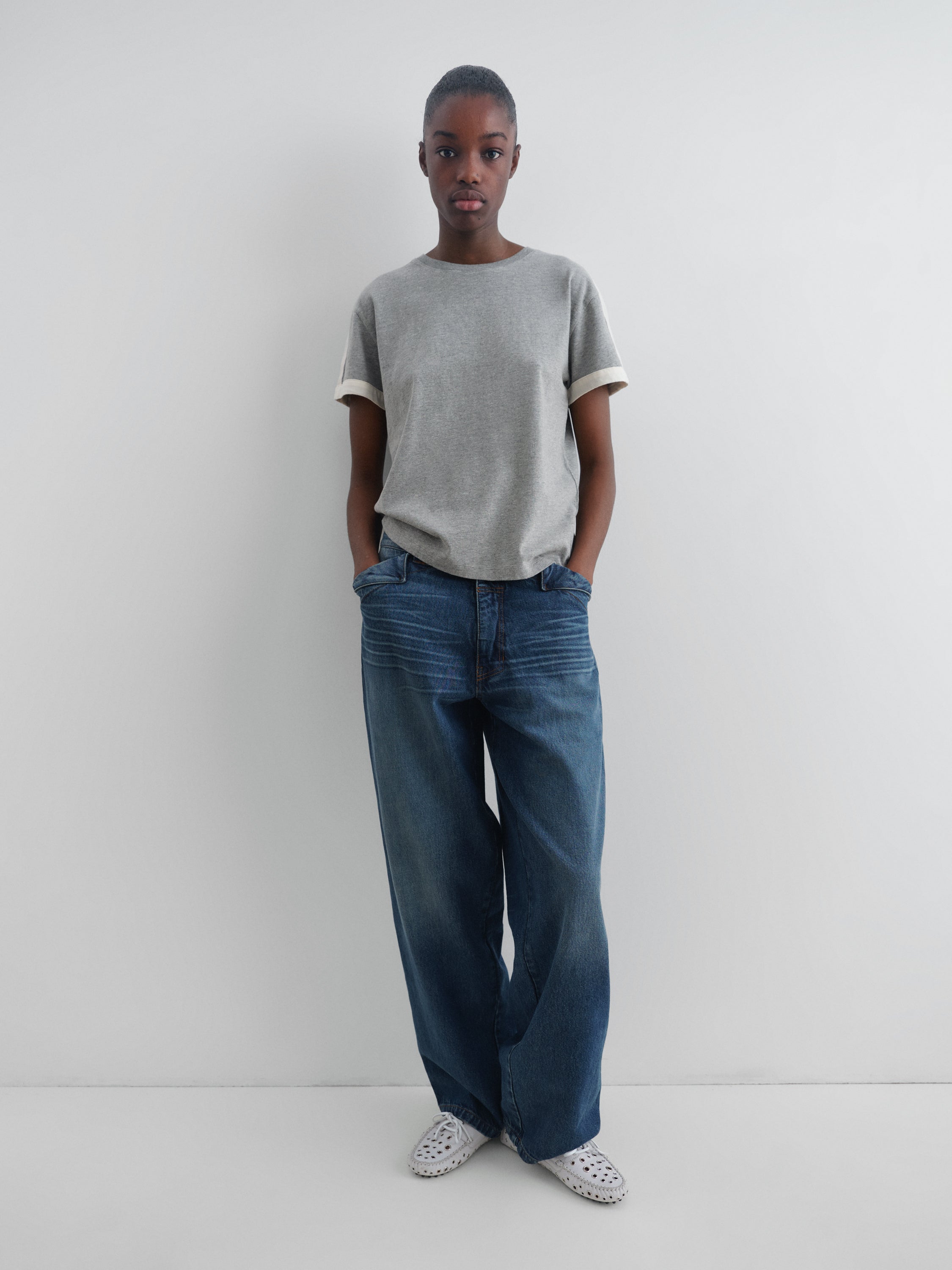 Diego Short Sleeve T-Shirt Top - Grey White - Gimaguas