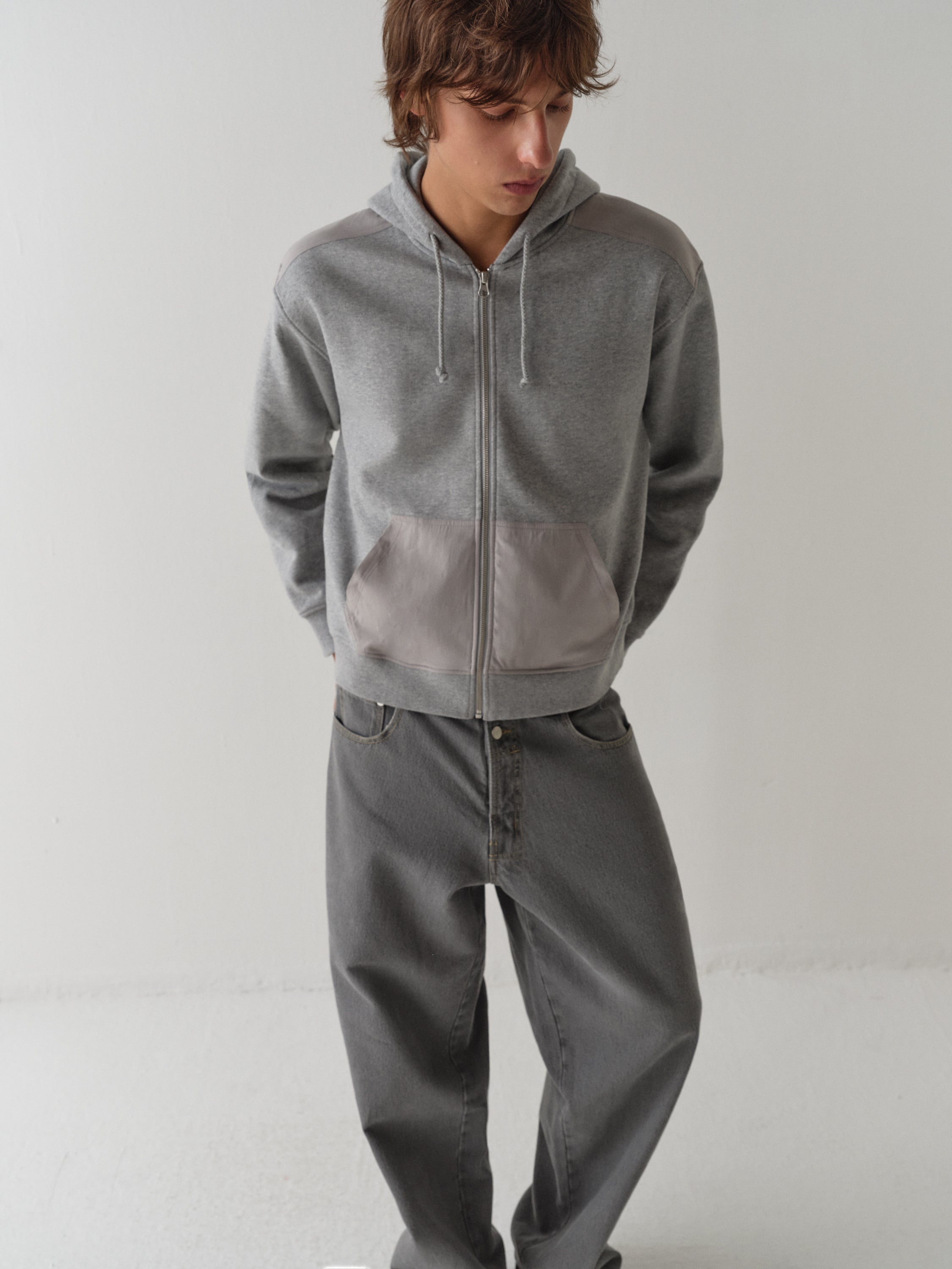 Unisex grey oversized hooded track jacket – Gimaguas