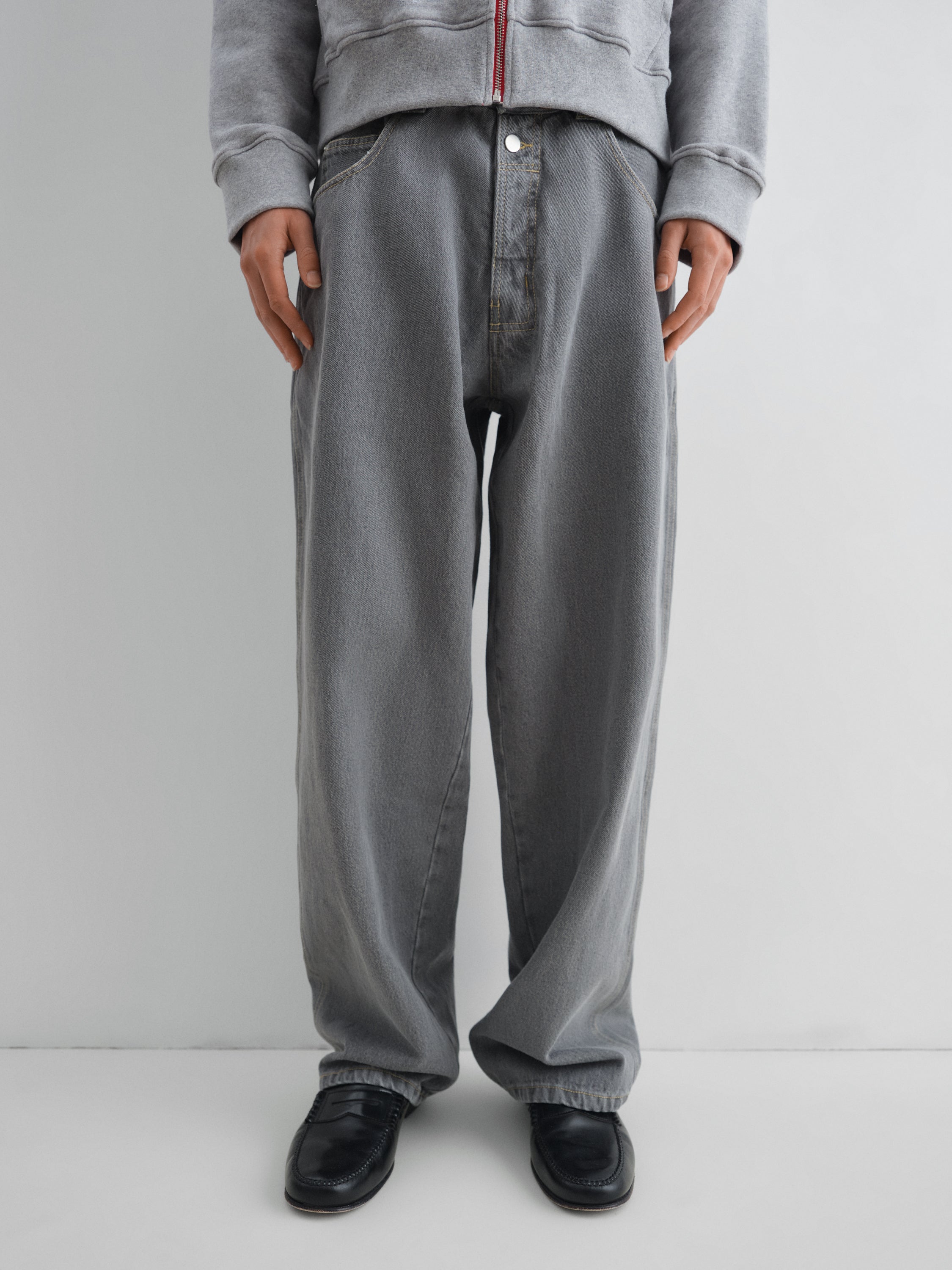 Men's grey baggy trousers with low-rise fit – Gimaguas