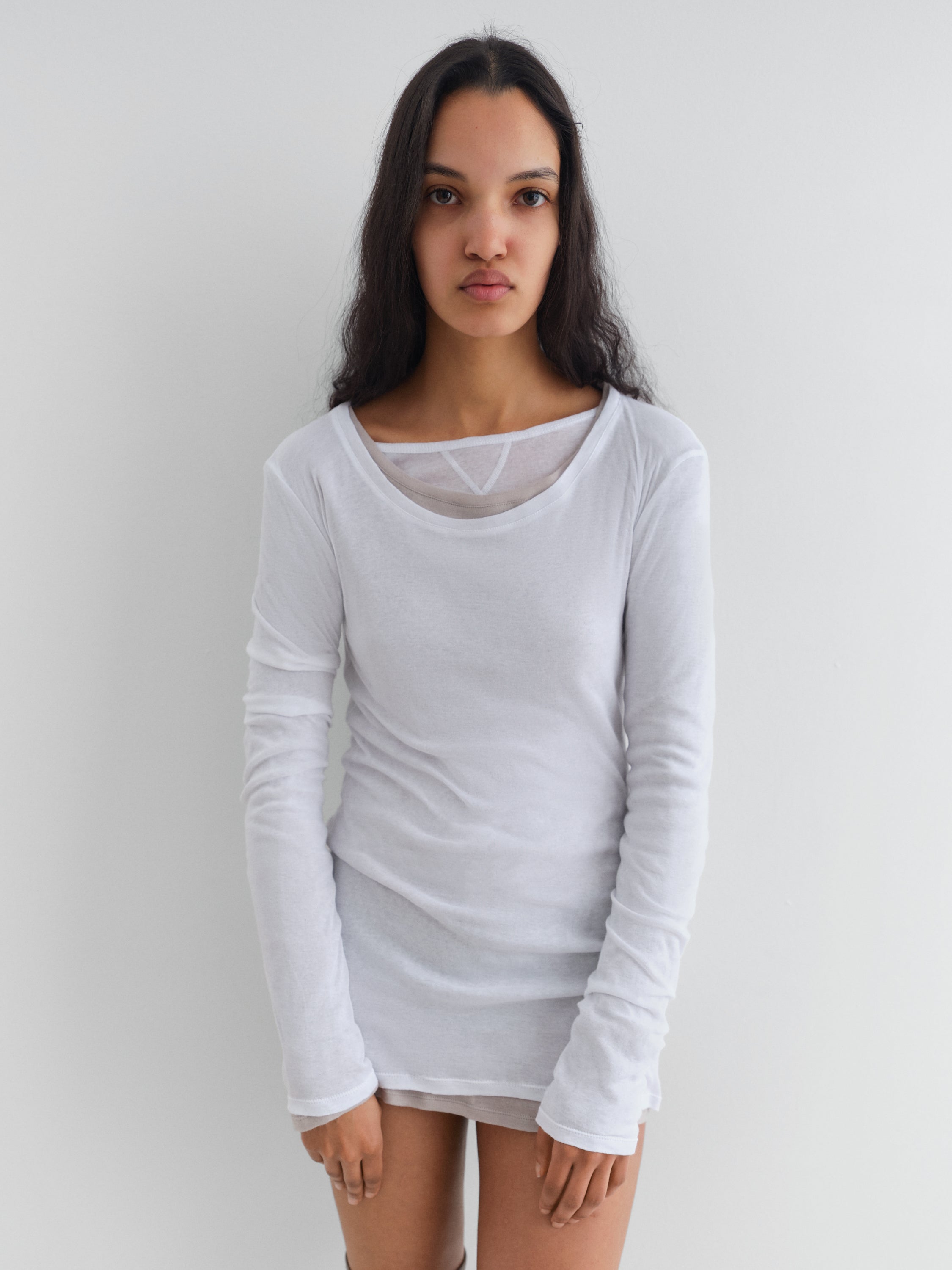 White cotton mini dress for women with sheer finish – Gimaguas