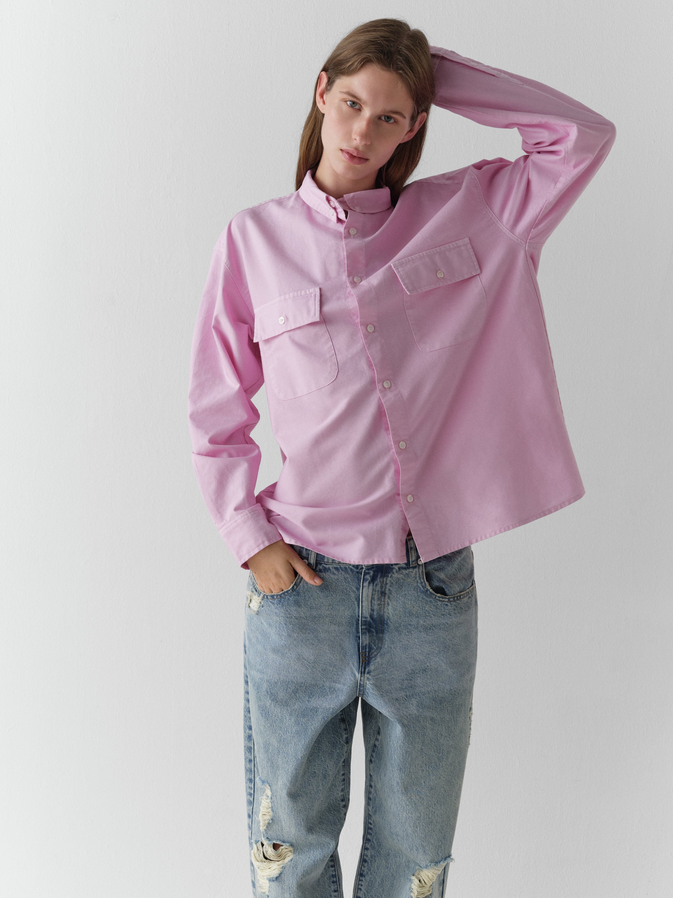Unisex pink oversized long-sleeve shirt – Gimaguas