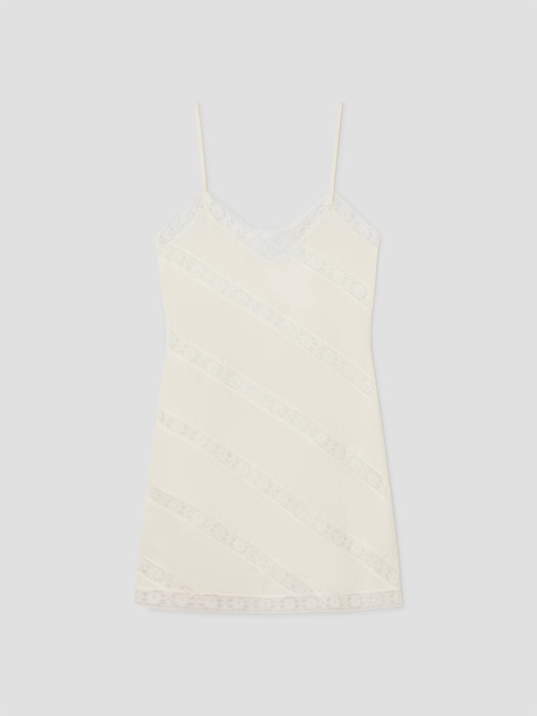 White Mini Dress | Diagonal Lace Panels Gimaguas White Mini Dress | Diagonal Lace Panels Gimaguas