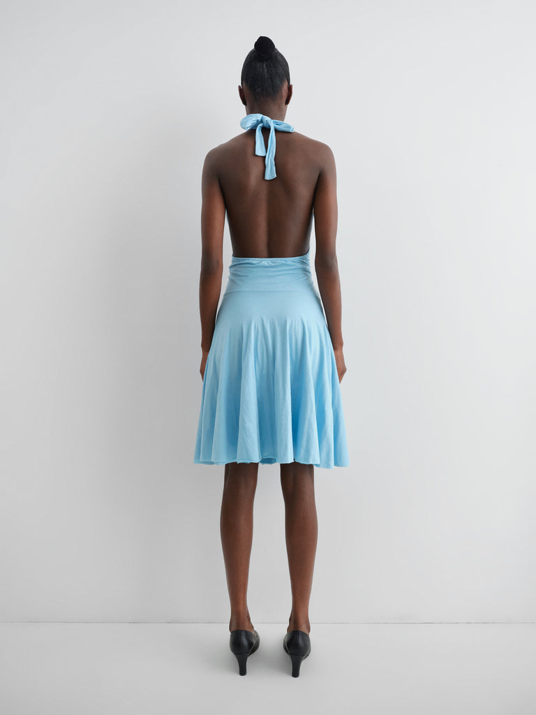 Light blue halter-neck mini dress for women with ruched top Gimaguas Light blue halter-neck mini dress for women with ruched top Gimaguas