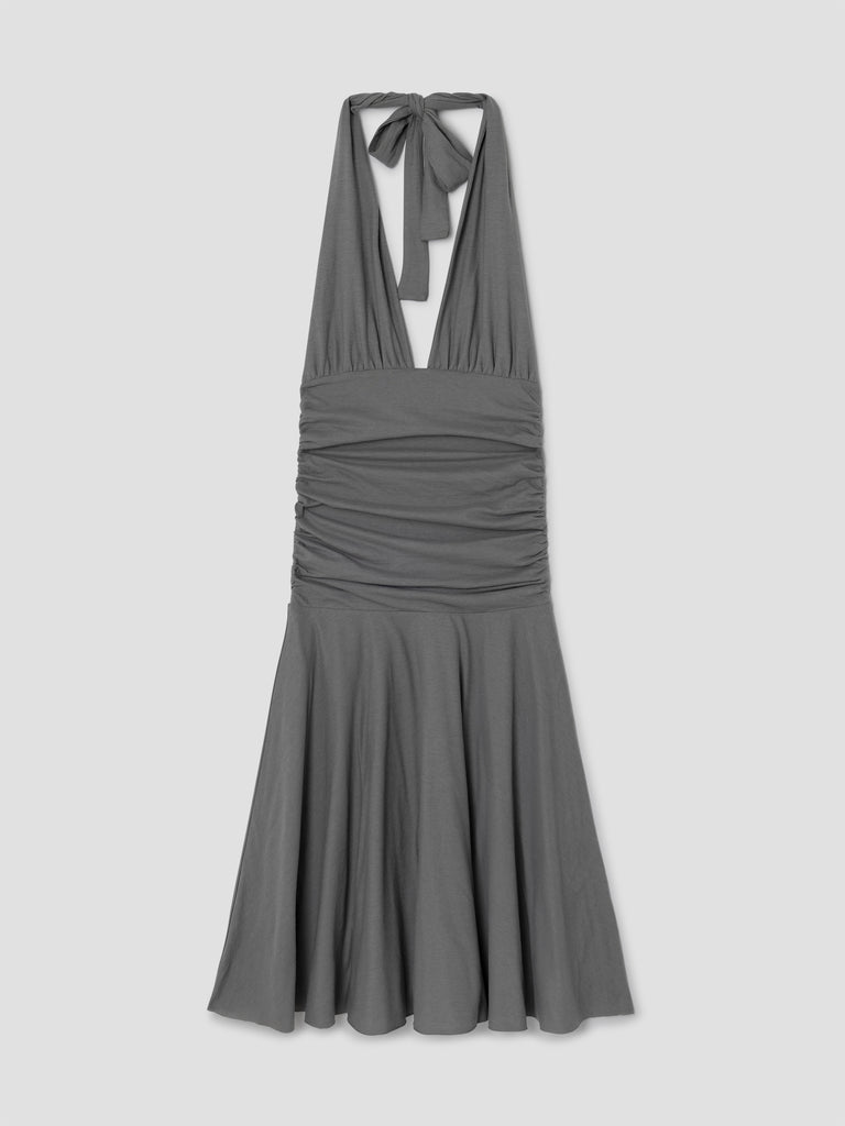 Faded black halter-neck dress for women with ruched top Gimaguas Faded black halter-neck dress for women with ruched top Gimaguas