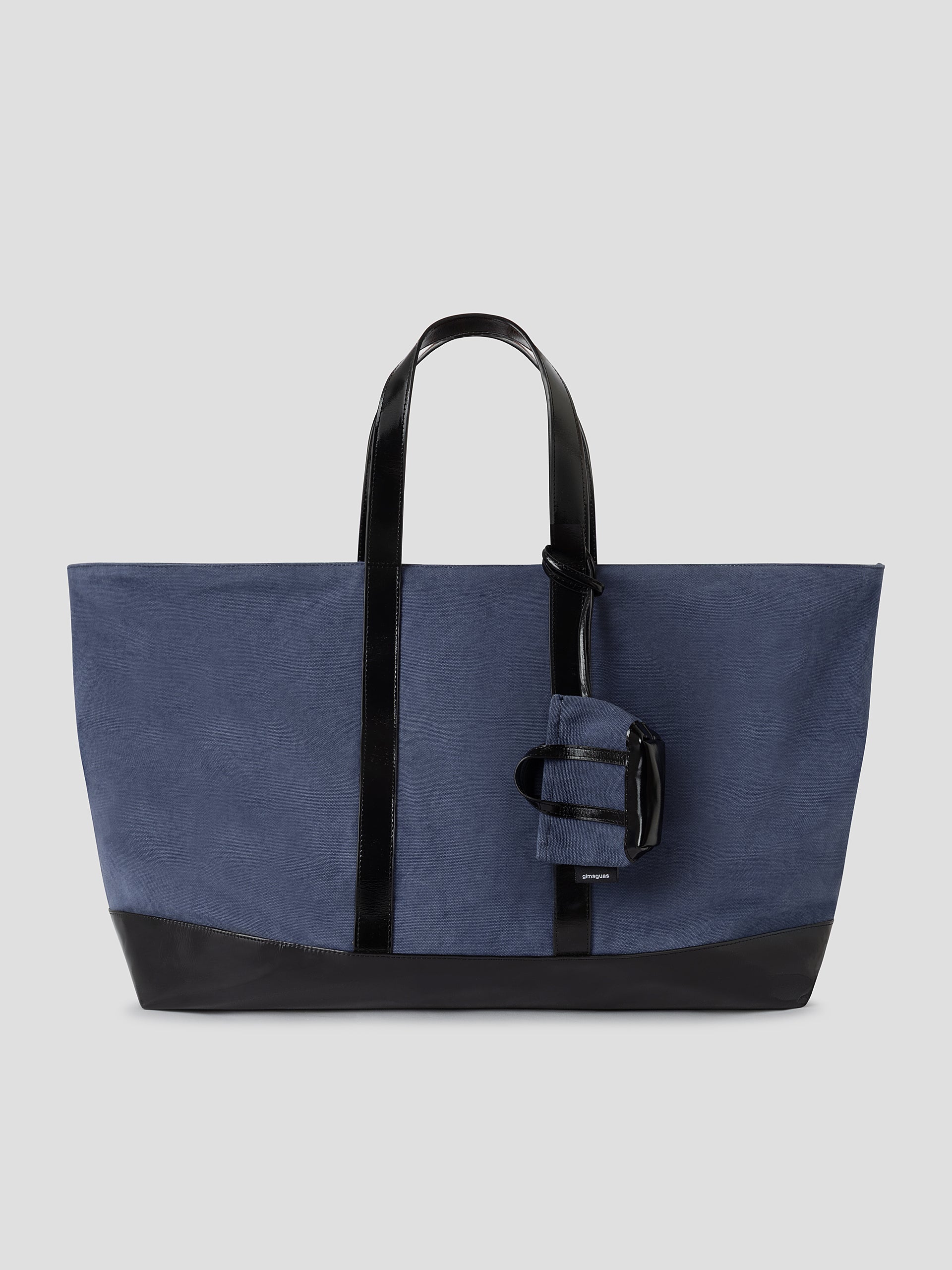 Blue Recycled Canvas Tote Bag with Leather Details – Gimaguas