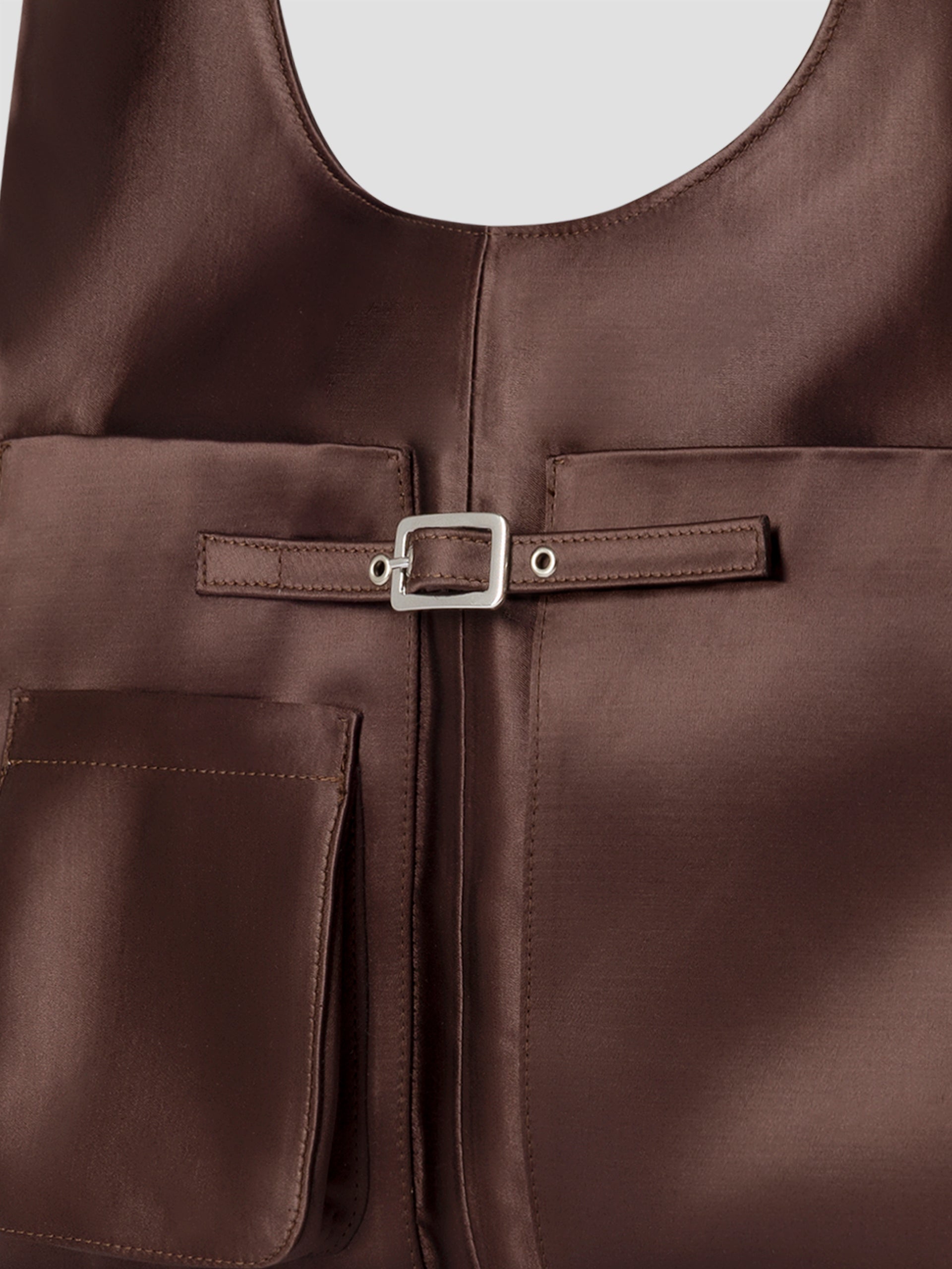 Brown satin hobo shoulder bag for women – Gimaguas