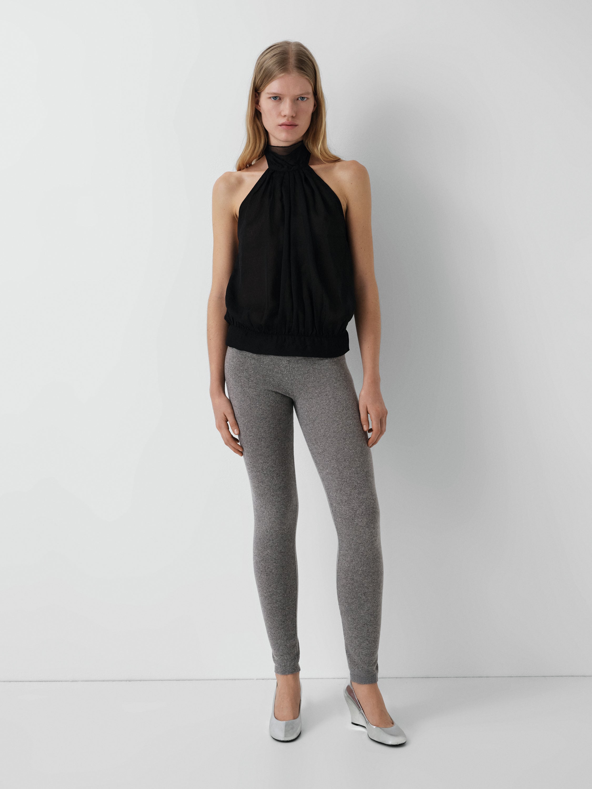 Black sheer halter top for women with tie-neck – Gimaguas