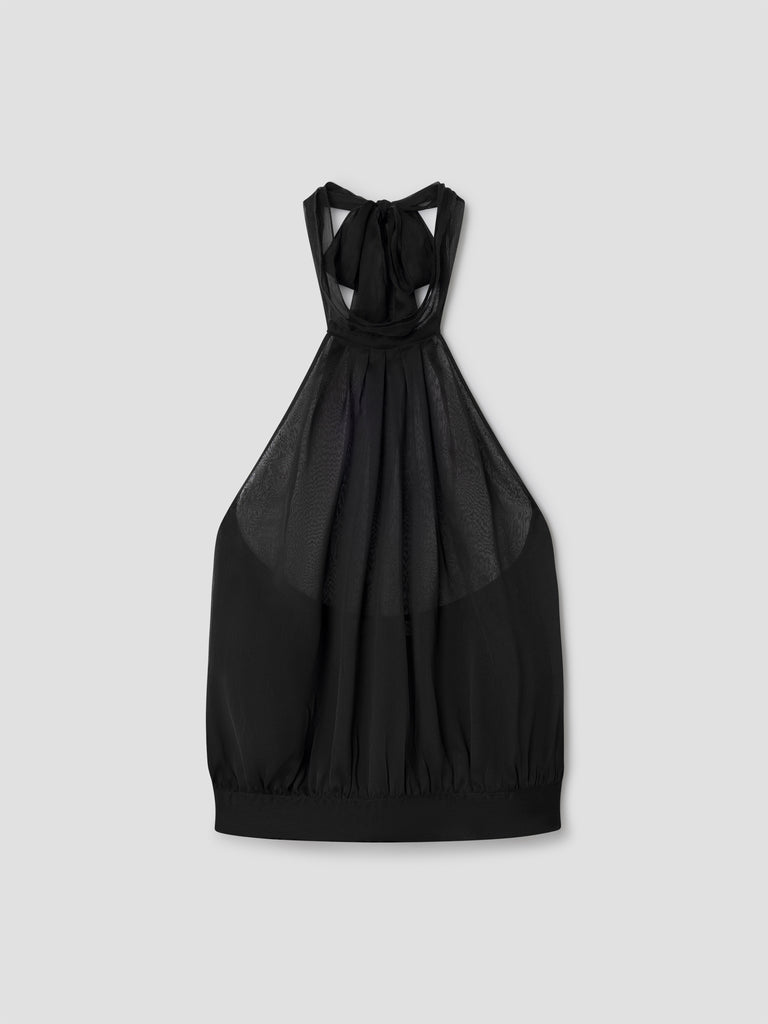 Black sheer halter top for women with tie-neck Gimaguas Black sheer halter top for women with tie-neck Gimaguas
