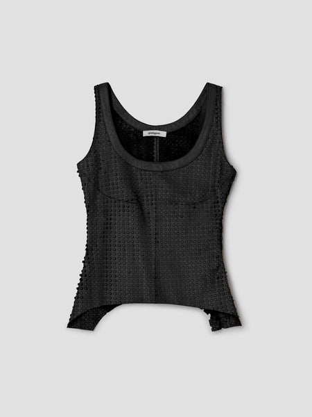 Black perforated leather sleeveless top – Gimaguas