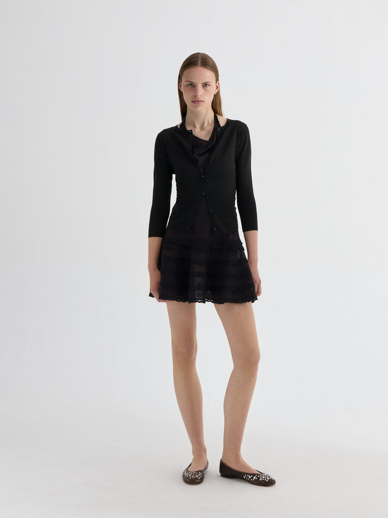 black dress black cardigan Women's Black Knit Cardigan Three-Quarter Sleeve. – Gimaguas