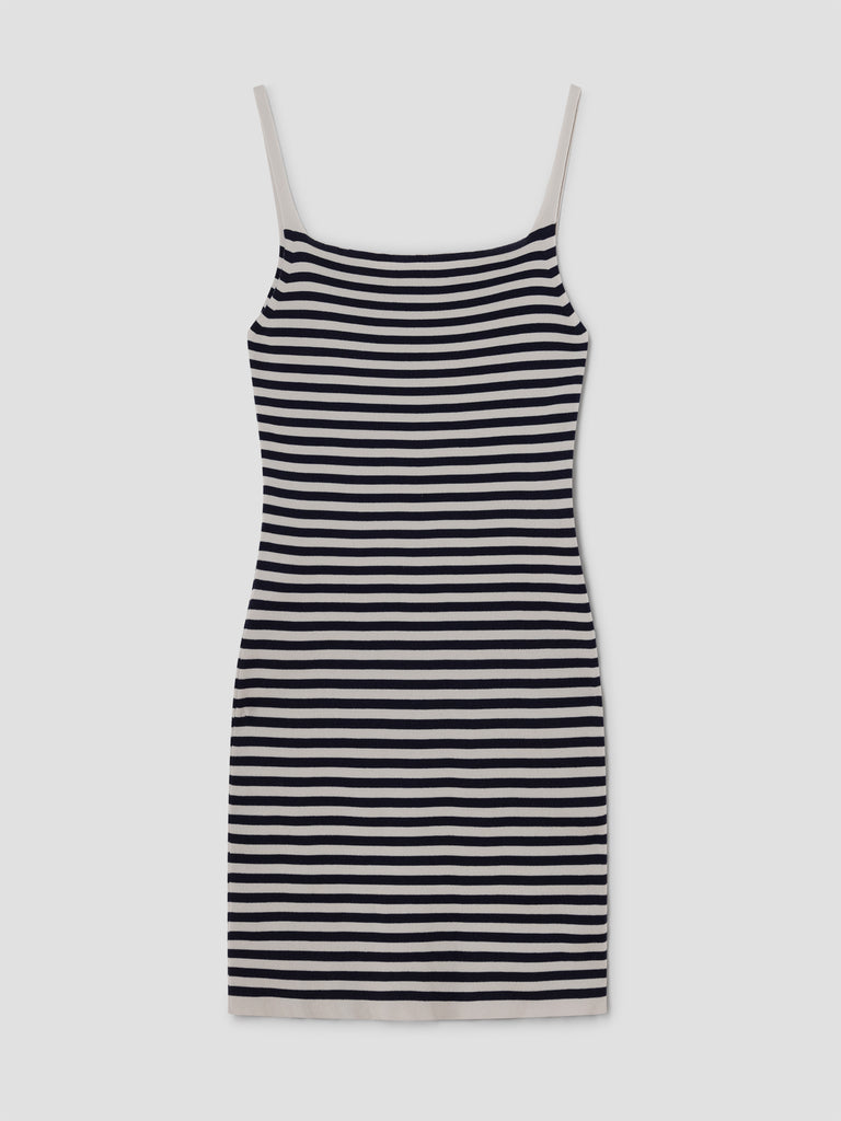 Women's Grey Black Striped Knit Mini Dress. Gimaguas Women's Grey Black Striped Knit Mini Dress. Gimaguas
