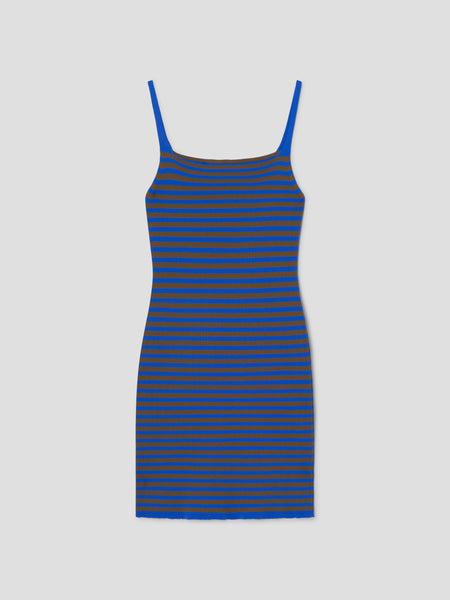 the blue white dress Women's Blue Brown Striped Knit Mini Dress. Gimaguas