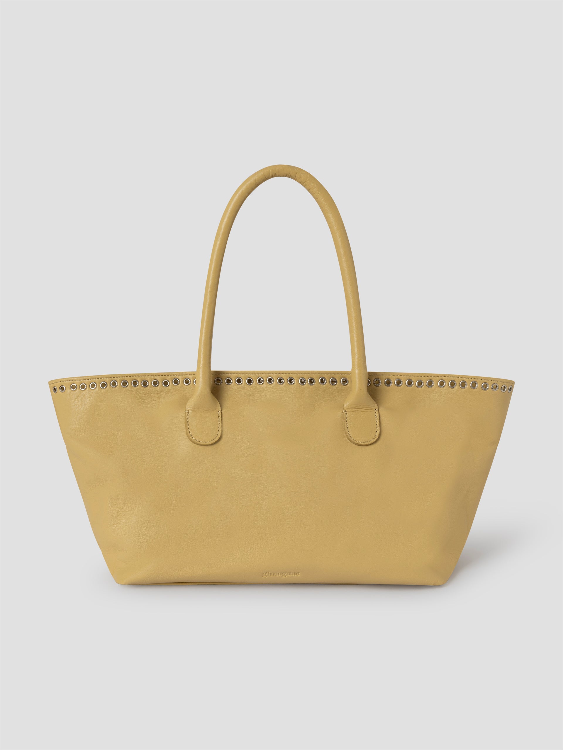 Butter nappa leather shopper bag with silver eyelets – Gimaguas