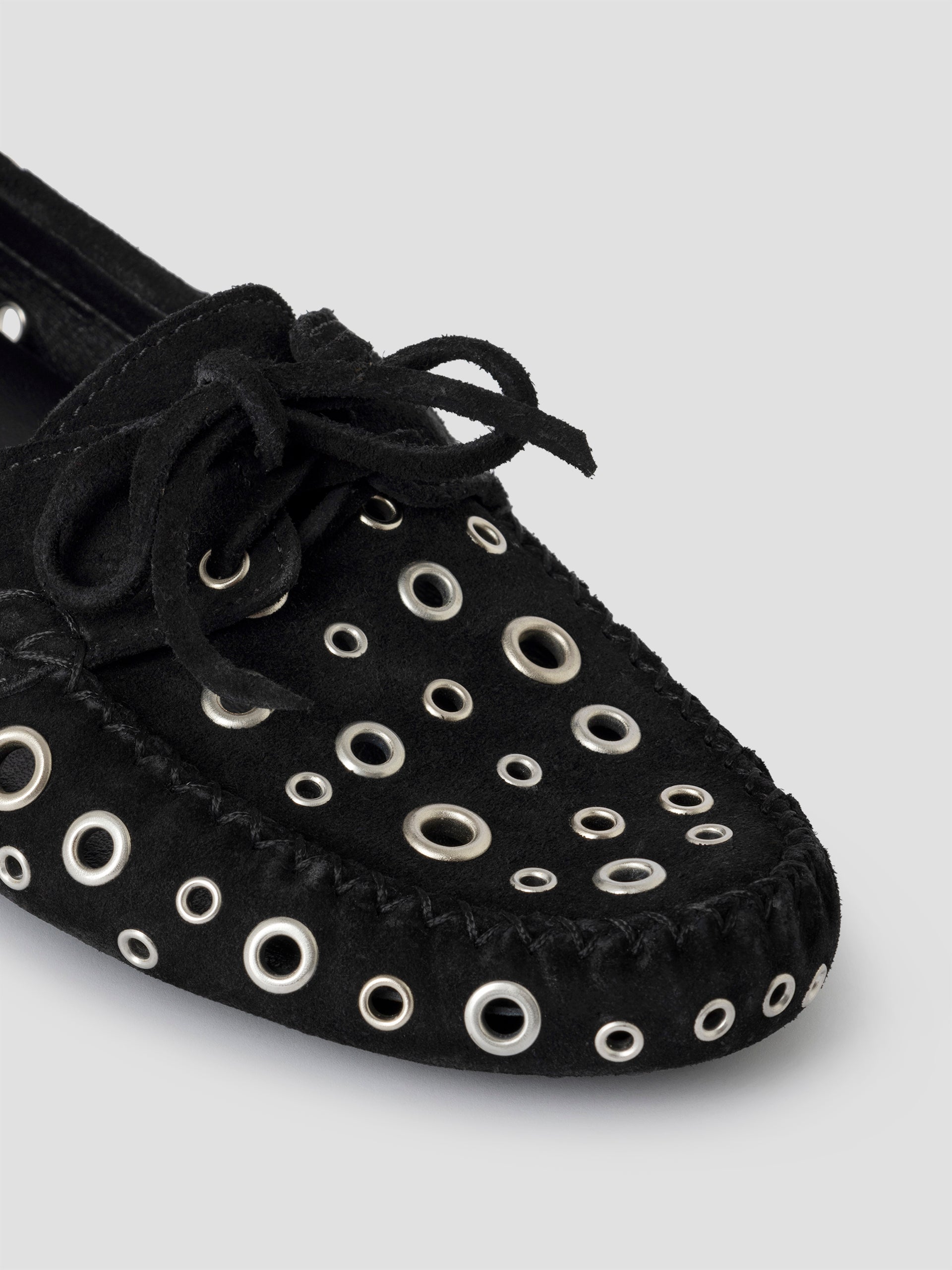 小物 gimaguas Black suede loafers for women with silver eyelets – Gimaguas