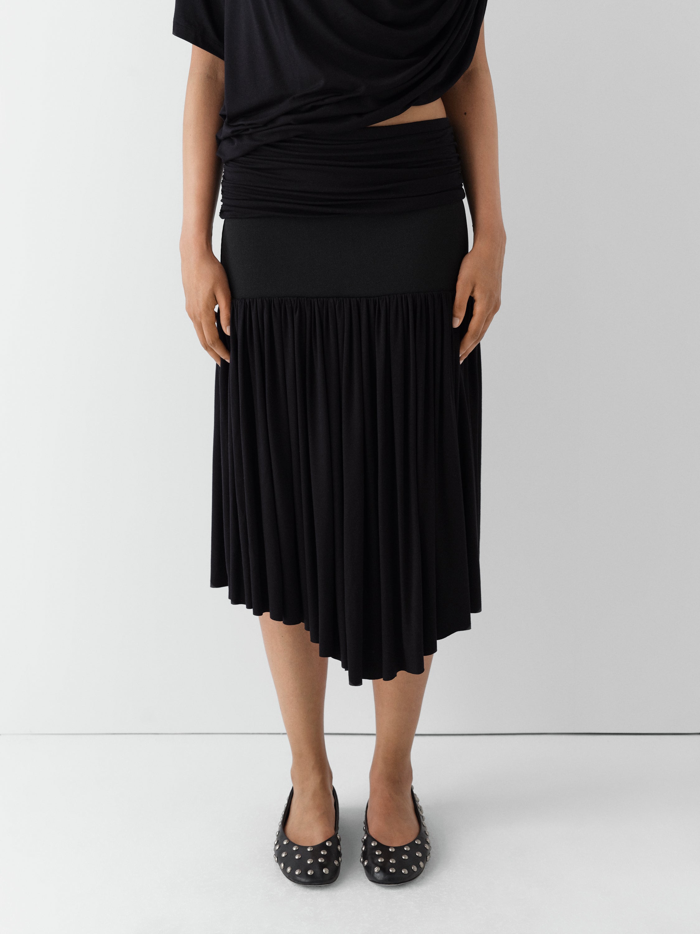Blue Asymmetrical Top with Ruched Shoulder for Women – Gimaguas