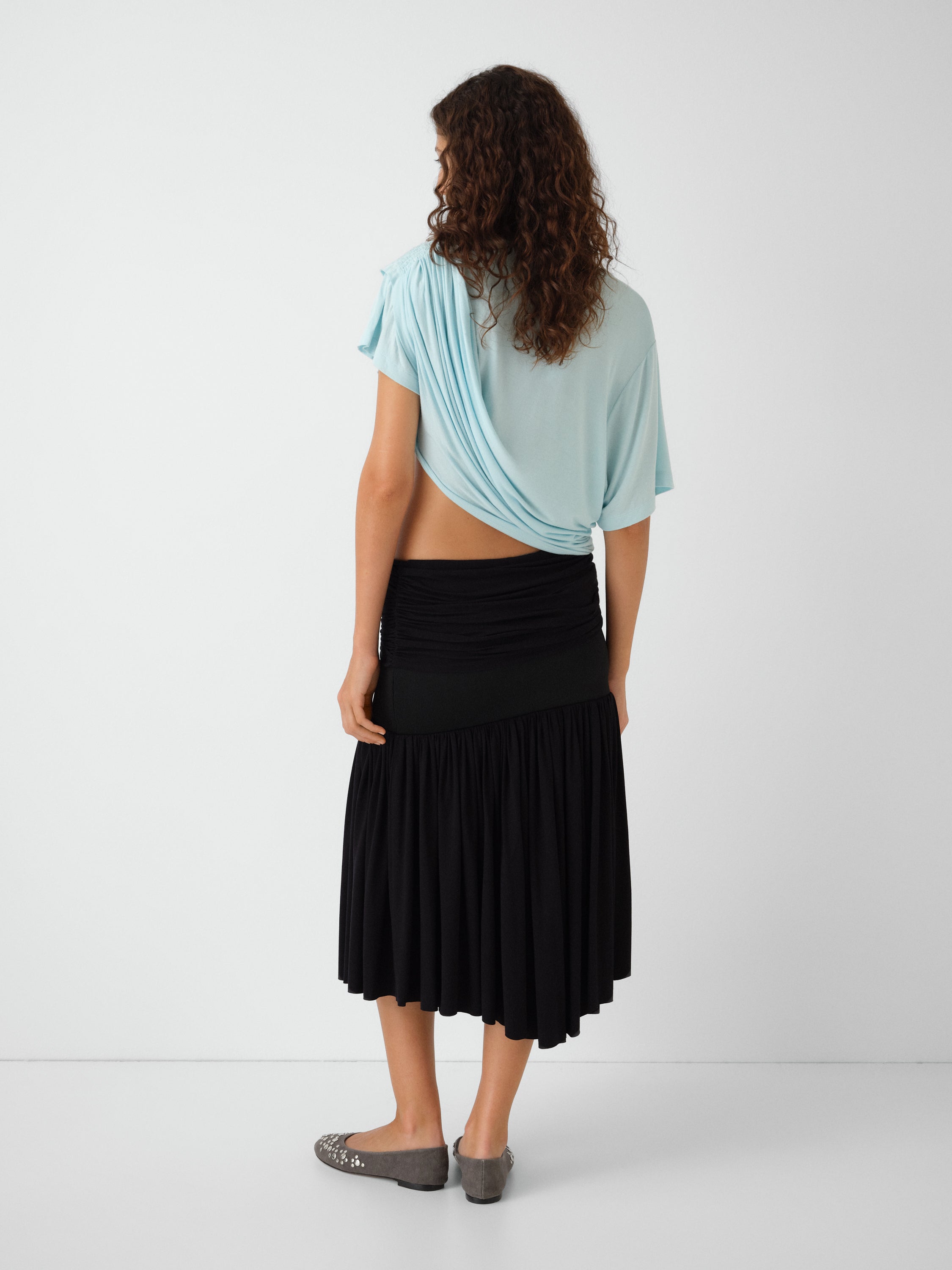 スカート gimaguas Baggy Midi Skirt Baggy Midi Skirt White Blue - Bottoms - Gimaguas