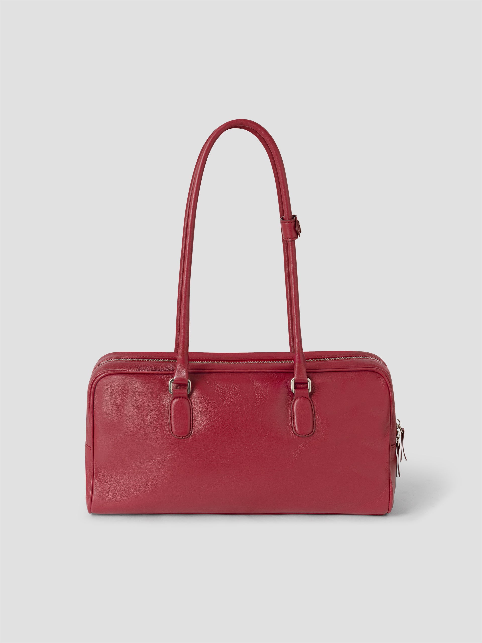 Red leather shoulder bag for women with double strap – Gimaguas
