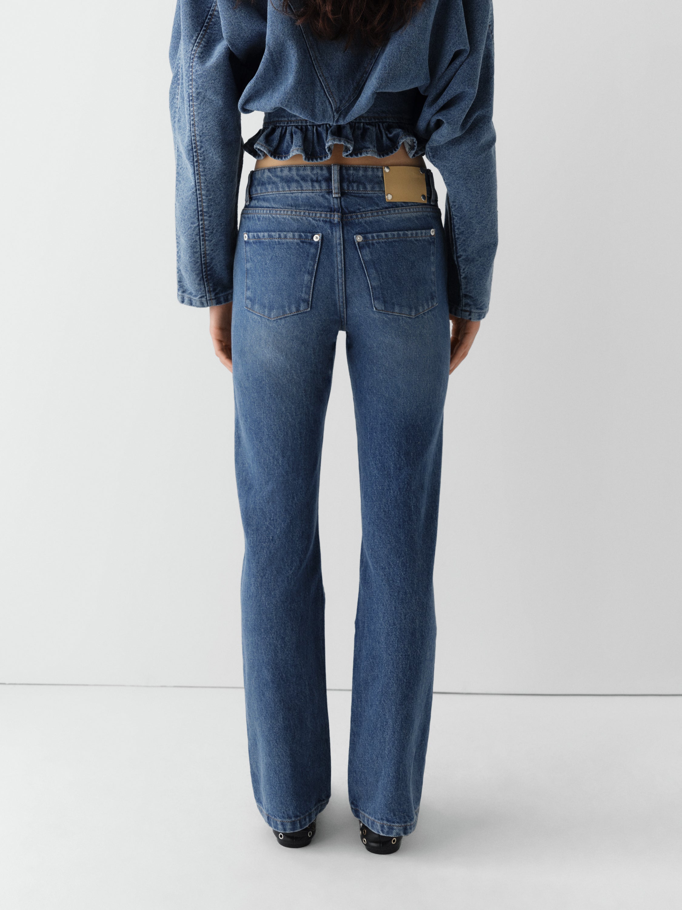 Blue washed denim trousers for women with straight fit – Gimaguas