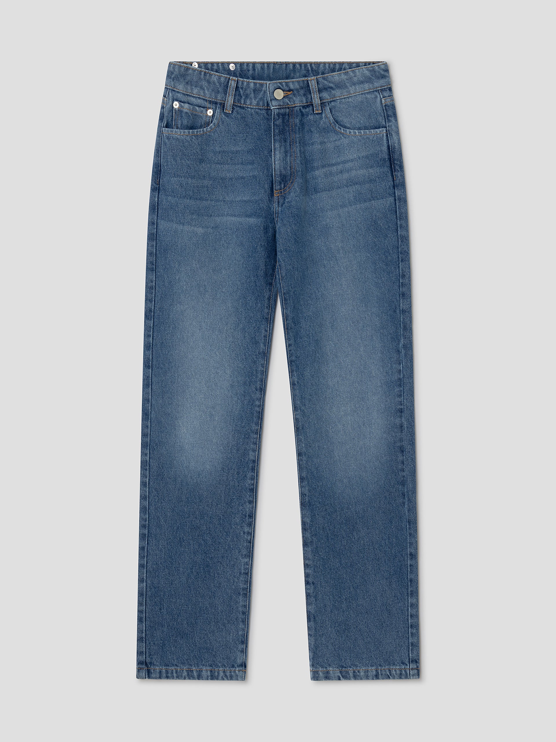 Blue washed denim trousers for women with straight fit – Gimaguas