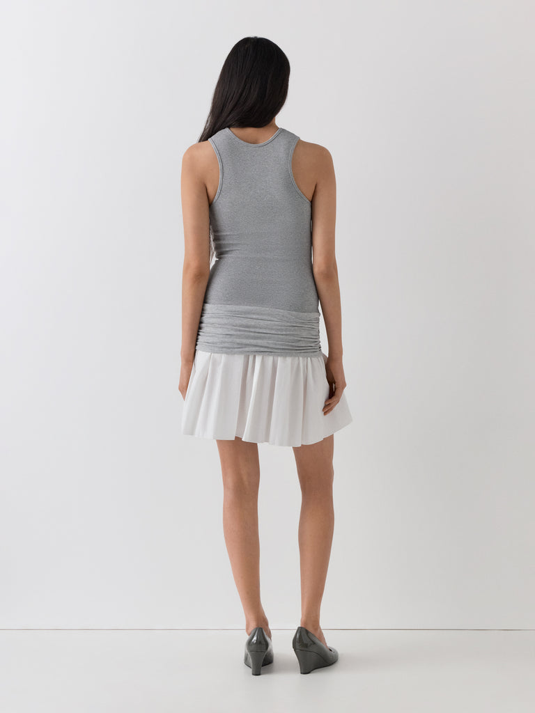 gray drop waist dress Miss Circle Melody Gray Stripe Halter Drop Waist Mini Dress L
