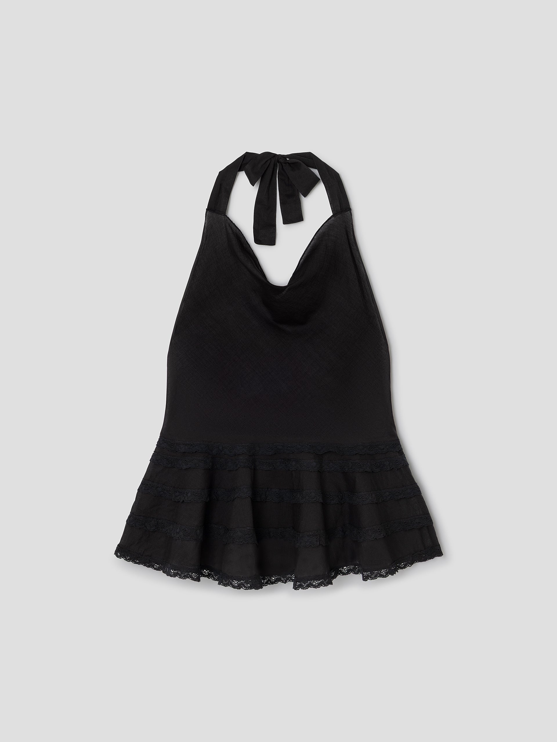 Women's Black Halter Top Lace Open Back | Gimaguas