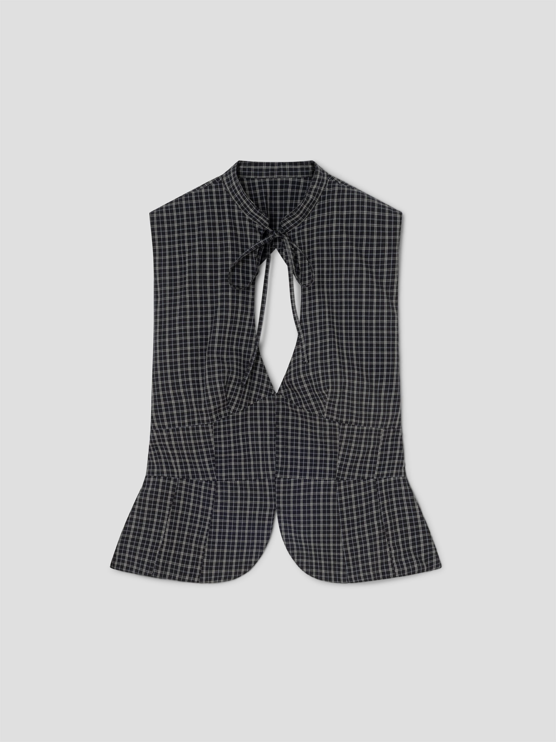 トップス gimaguas Paralia Checks Top Black and Grey Checkered Top with Open Back for Women – Gimaguas