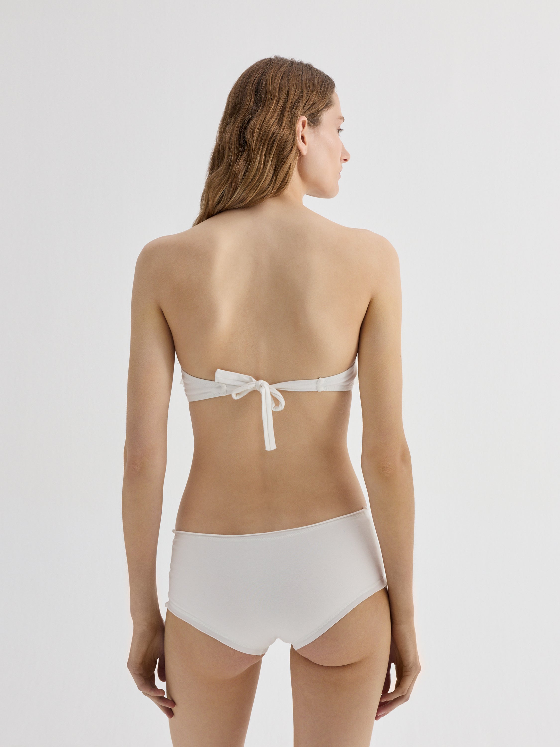 White Bandeau Bikini Top with Lace Panel | Gimaguas