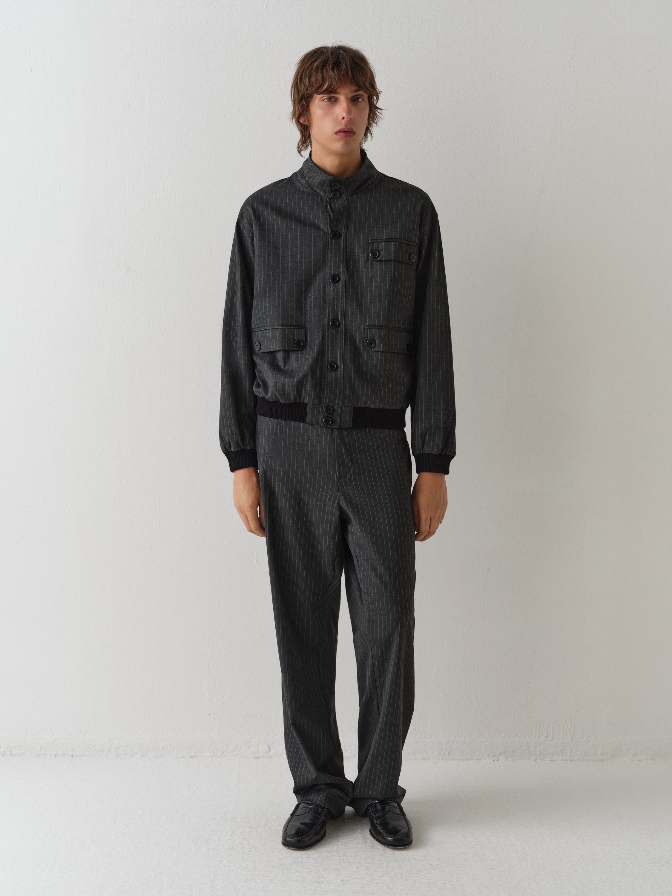Unisex grey pinstripe tailored trousers – Gimaguas