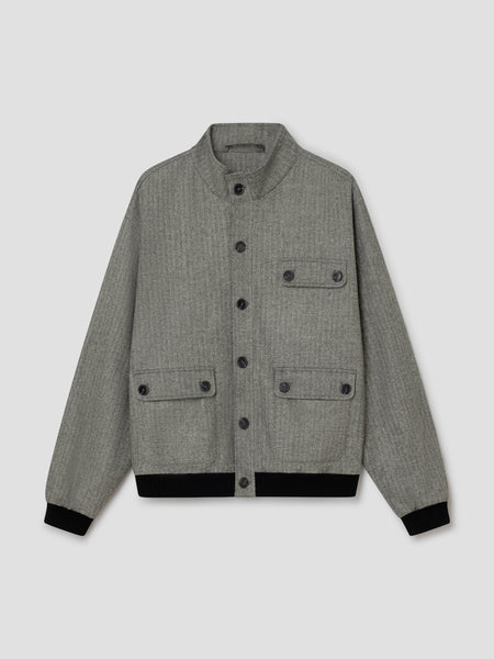 Grey and beige herringbone jacket with high collar Unisex – Gimaguas
