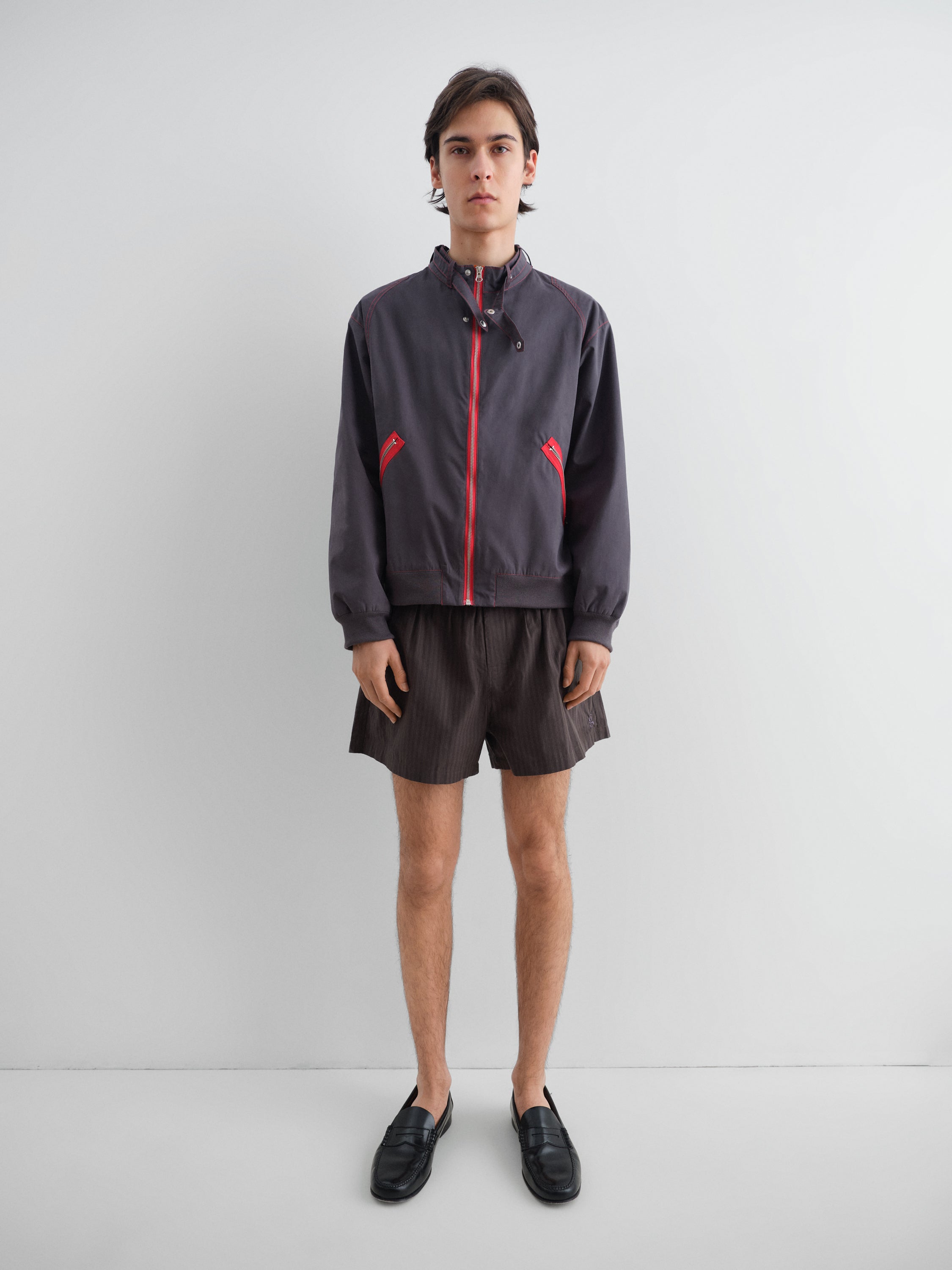 Unisex dark grey bomber jacket with red contrast – Gimaguas