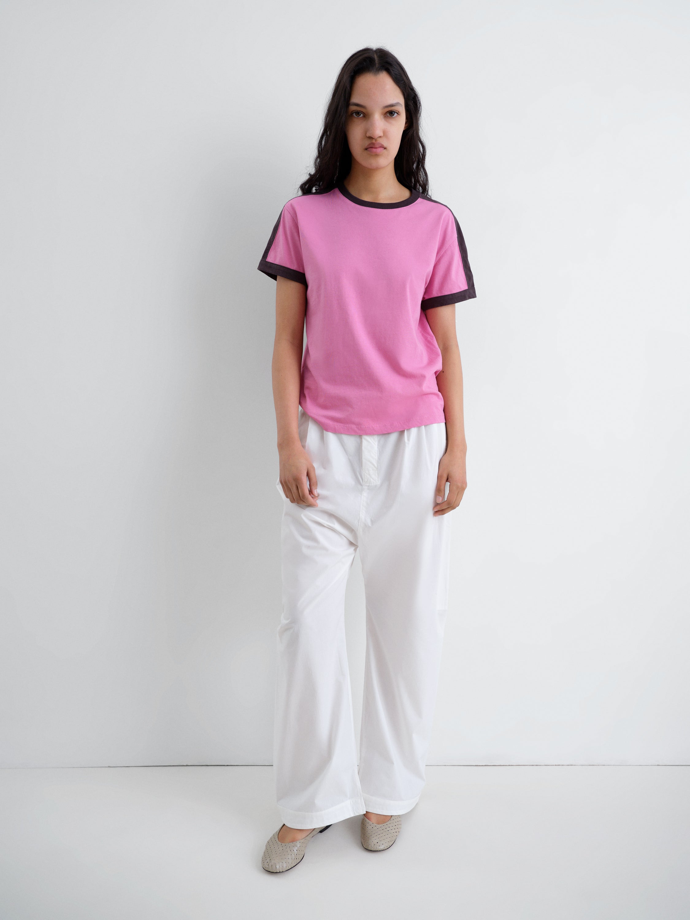 Diego Short Sleeve T-Shirt Top - Pink Black - Gimaguas