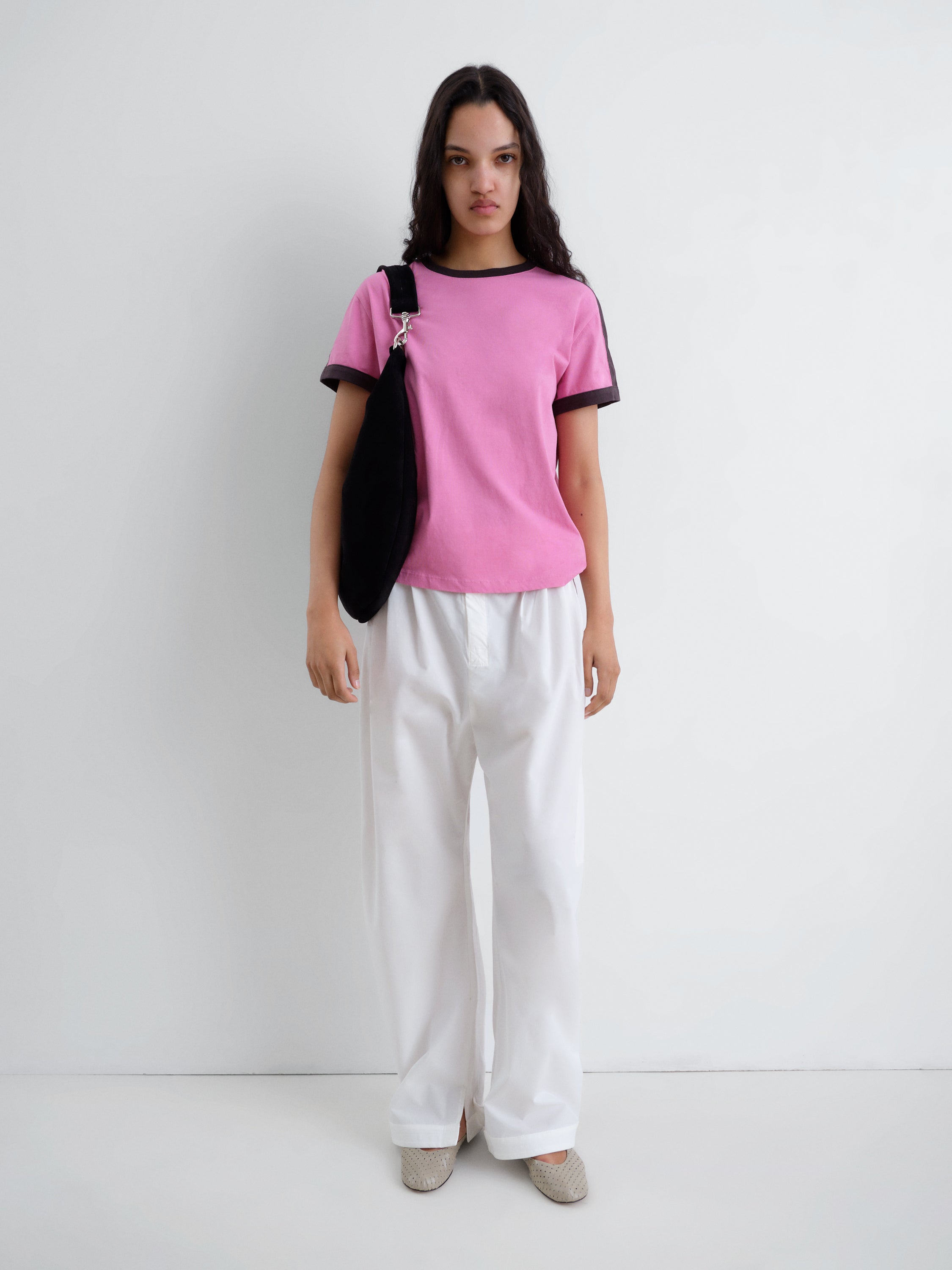Diego Short Sleeve T-Shirt Top - Pink Black - Gimaguas