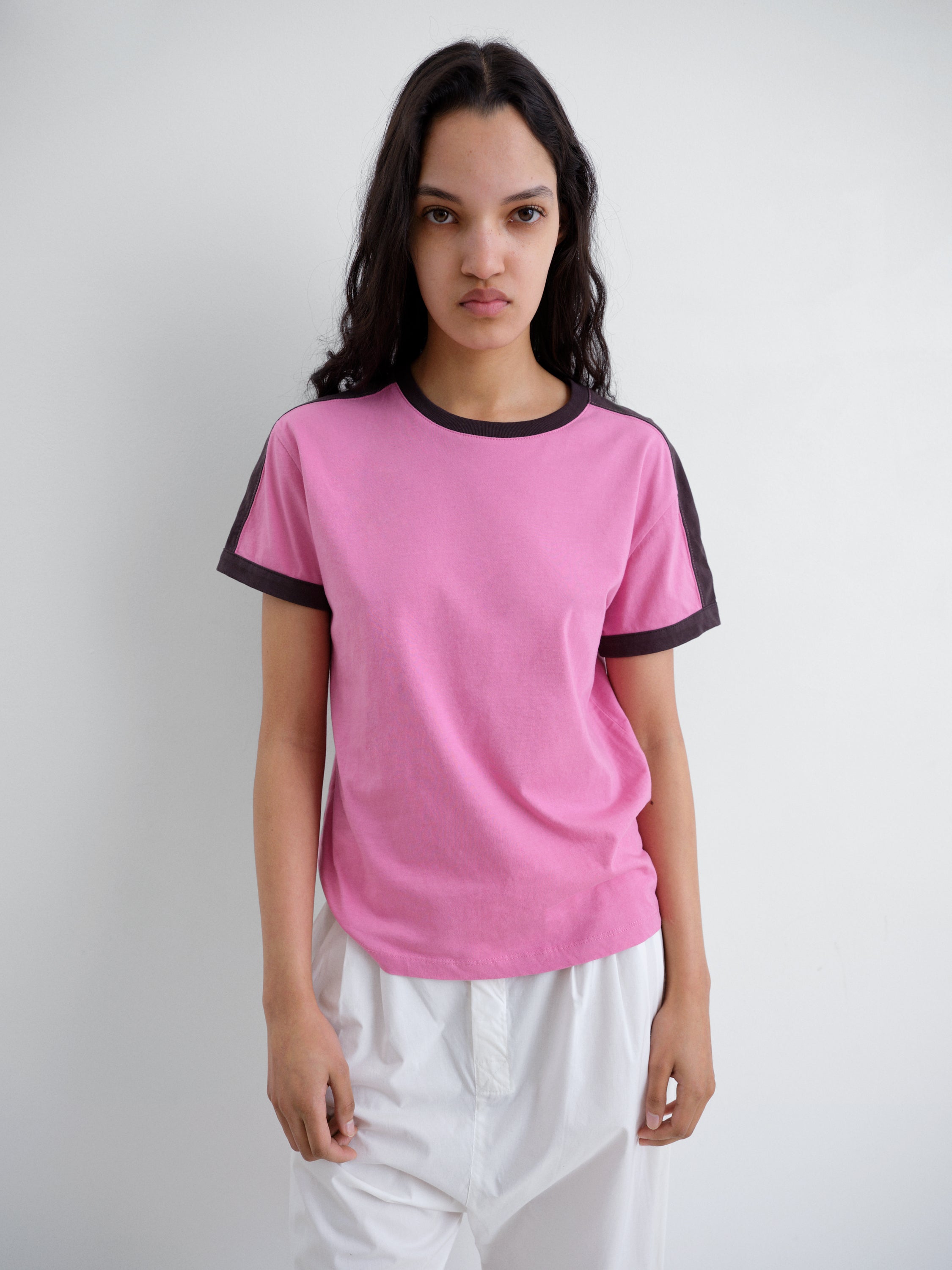 Diego Short Sleeve T-Shirt Top - Pink Black - Gimaguas