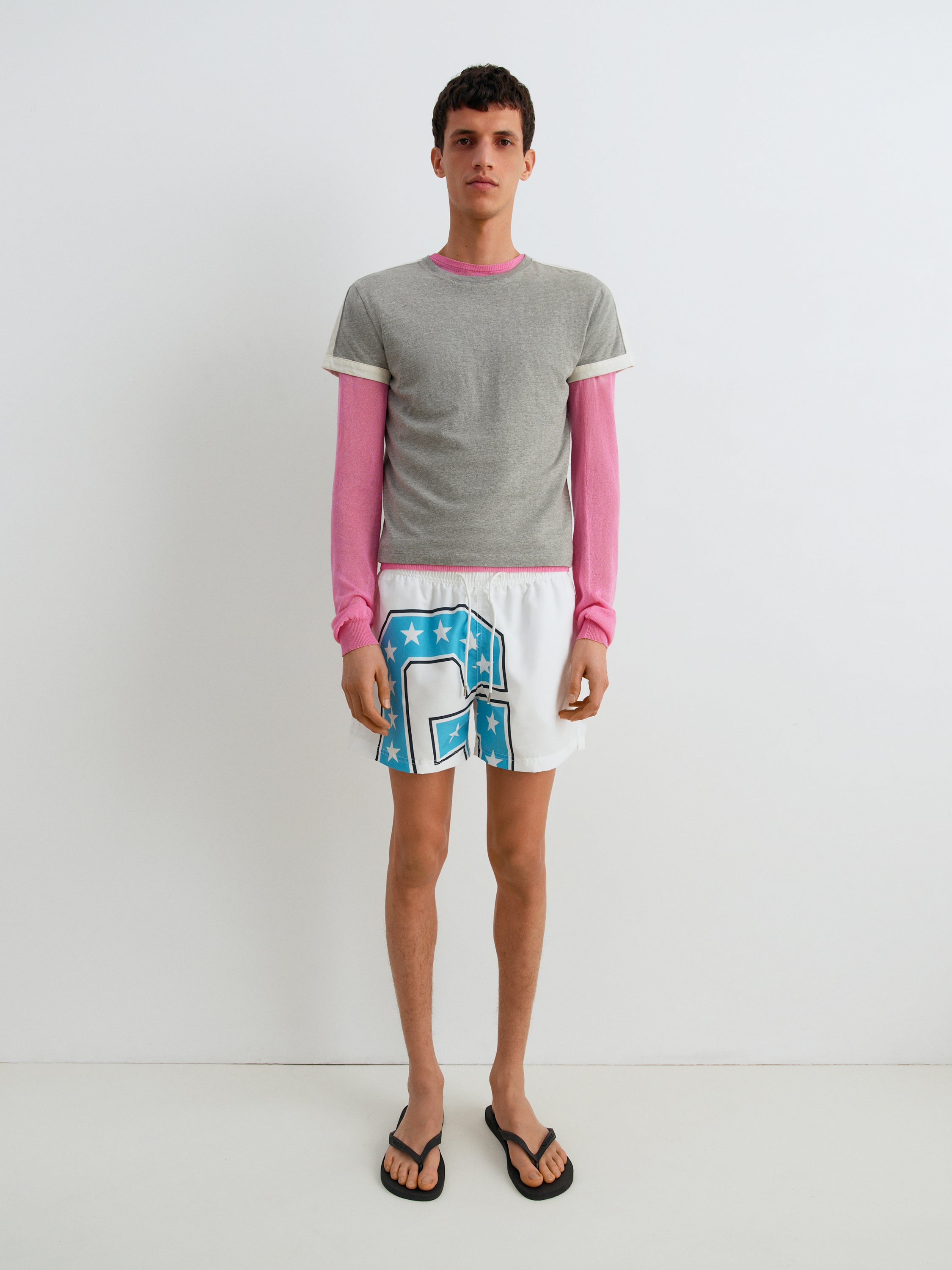 Diego Short Sleeve T-Shirt Top - Grey White - Gimaguas