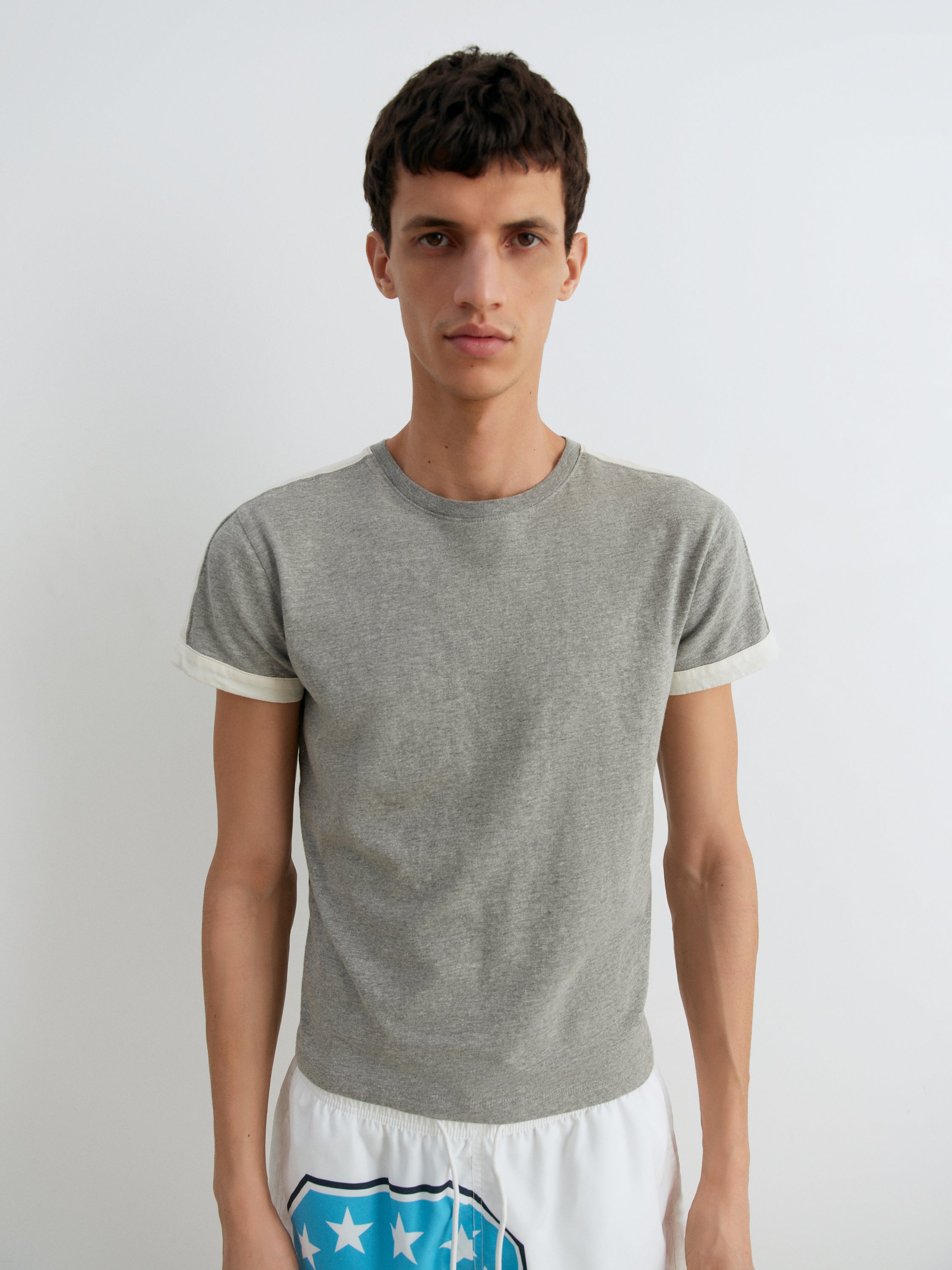 Diego Short Sleeve T-Shirt Top - Grey White - Gimaguas