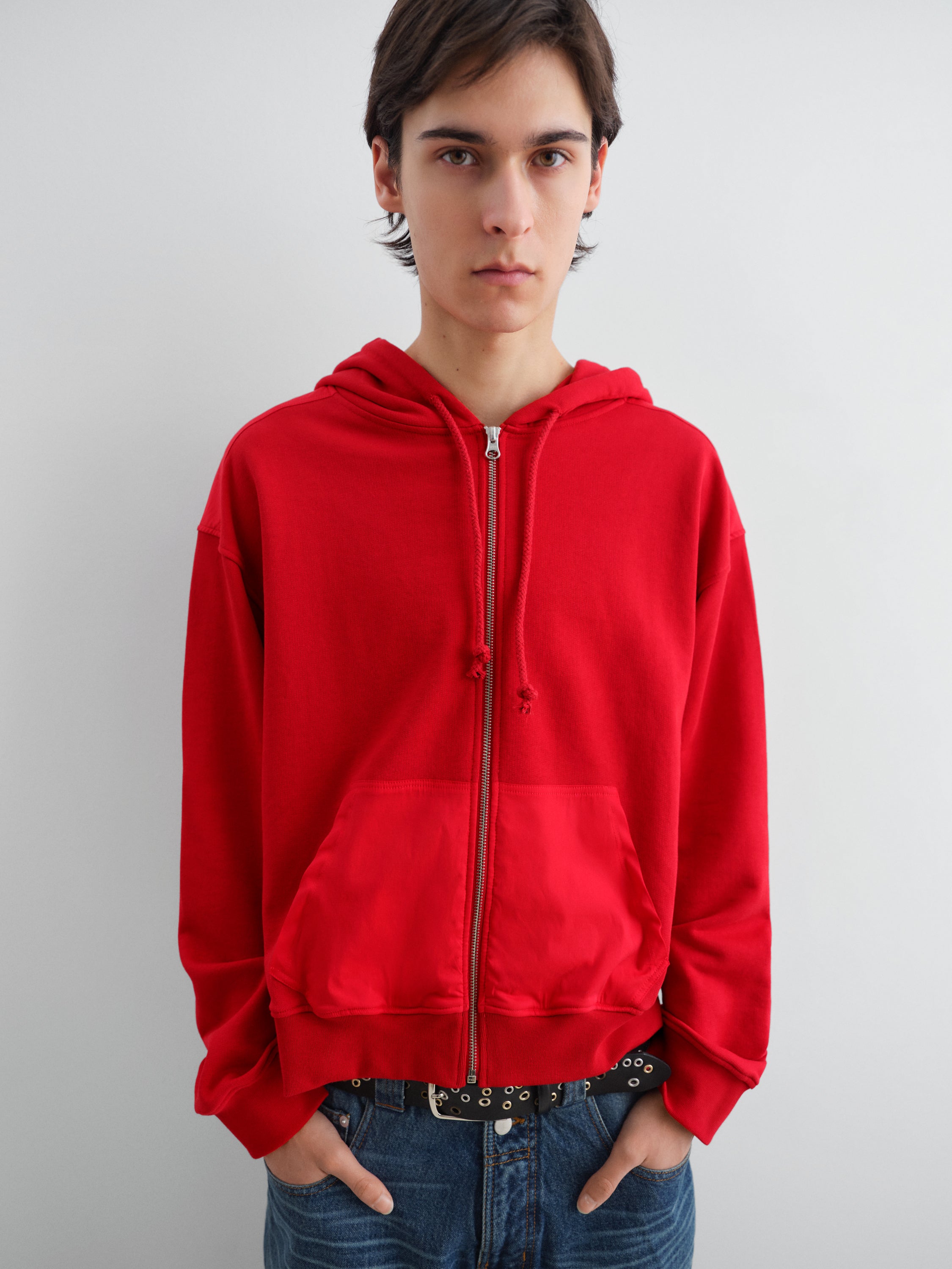 Unisex red oversized hooded track jacket – Gimaguas