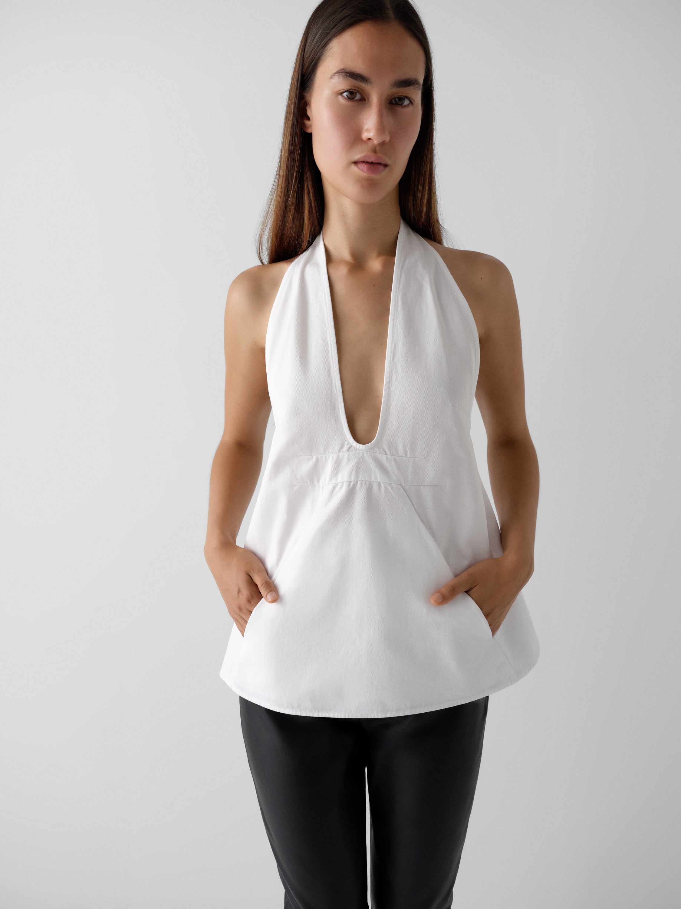 Women's White Halter Top Open Back. Gimaguas