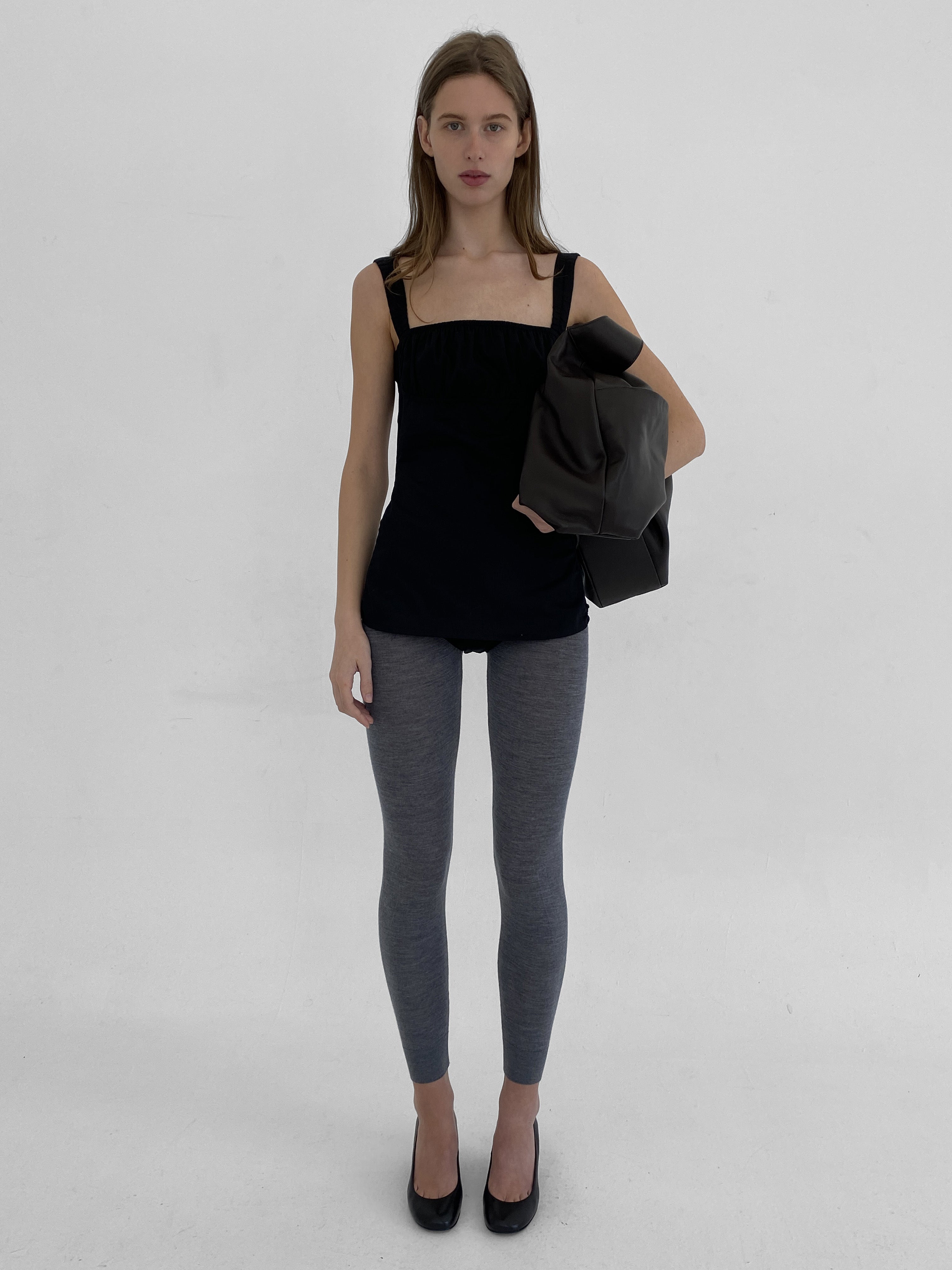 Grey wool mid-rise leggings for women with soft finish – Gimaguas