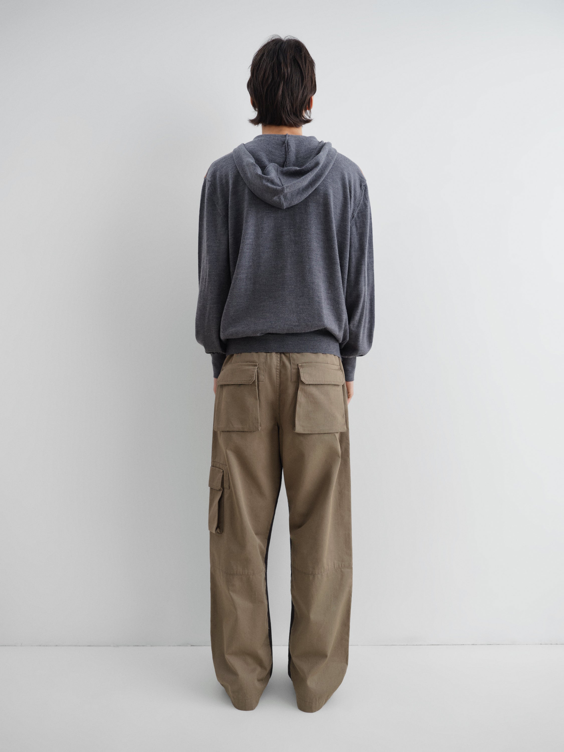 Unisex grey and orange hooded zip-up knit jacket – Gimaguas