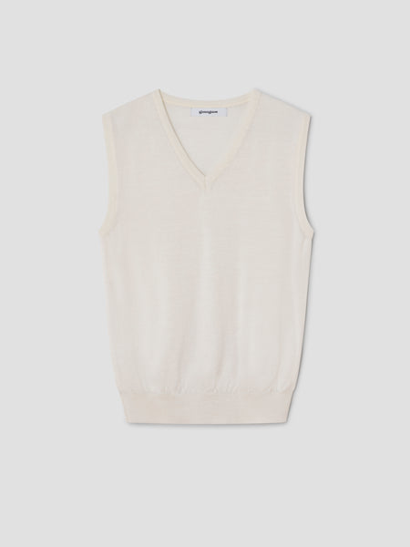 トップス YUKI SHIMANE Jacquard knit Vest - WHITE INSPIRE CHIC Women's Sweater Sleeveless Crew Neck Button