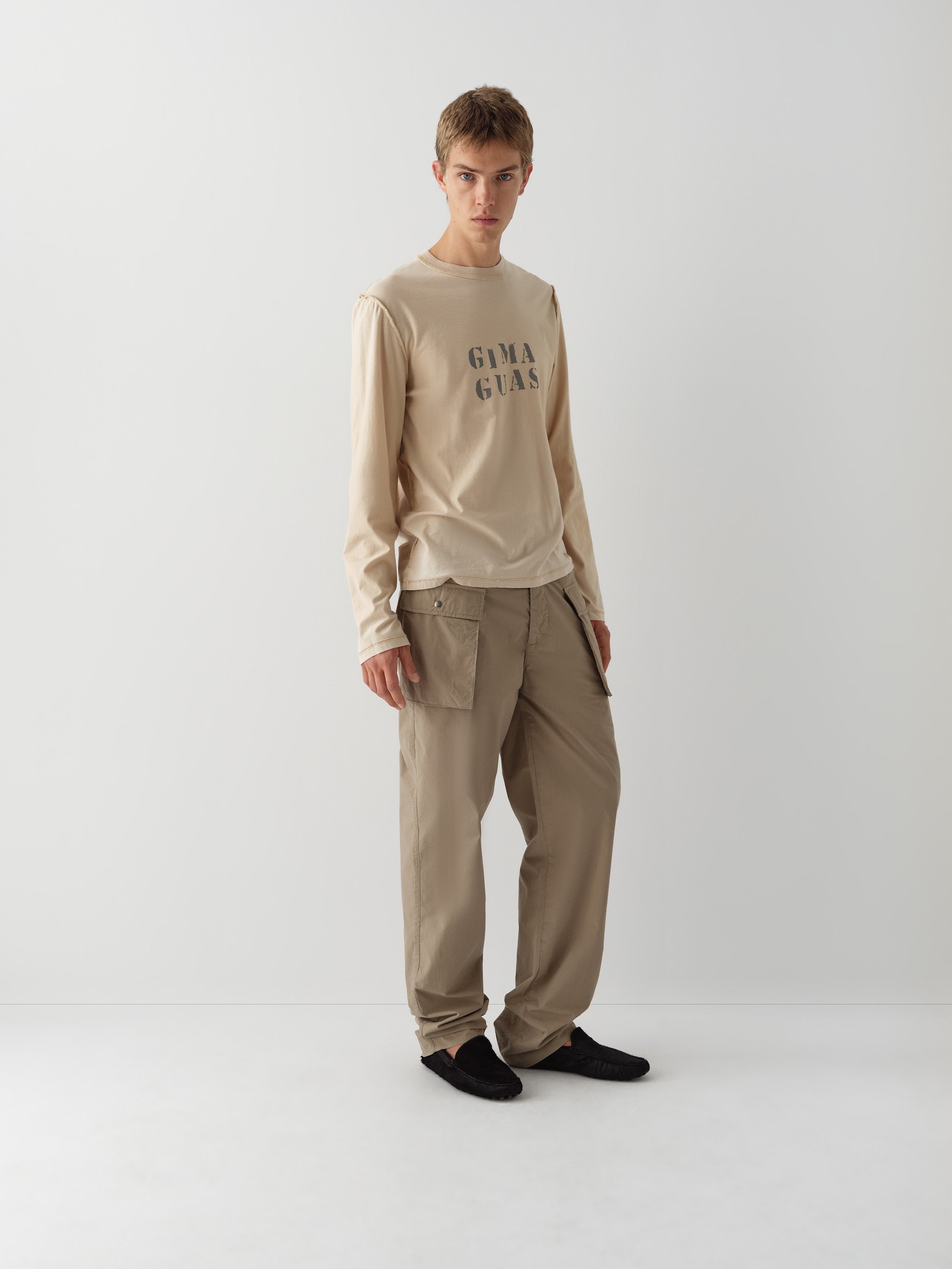 Beige Long Sleeve T-Shirt | Gimaguas Logo