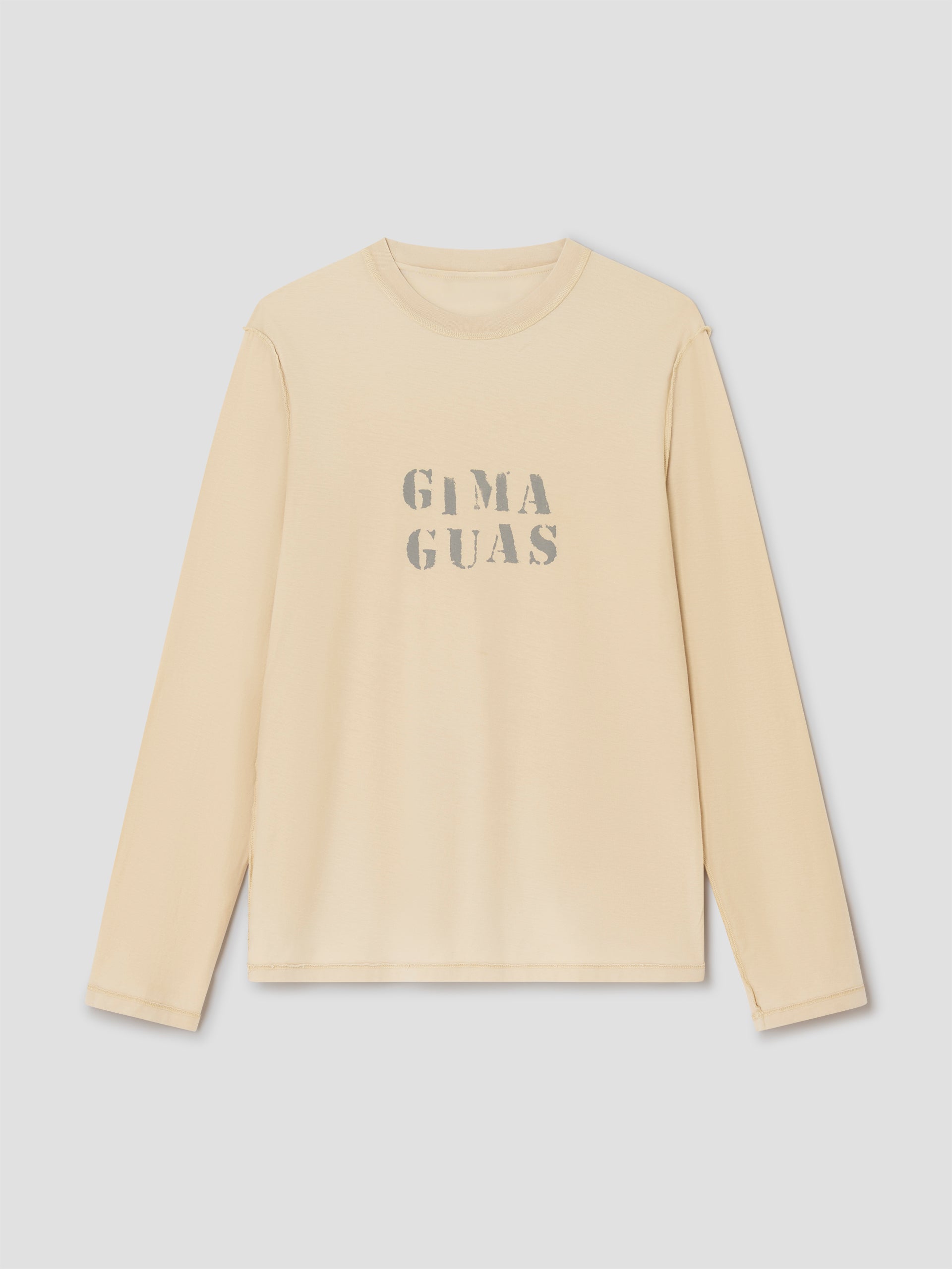 トップス gimaguas gather shirt Beige Long Sleeve T-Shirt | Gimaguas Logo
