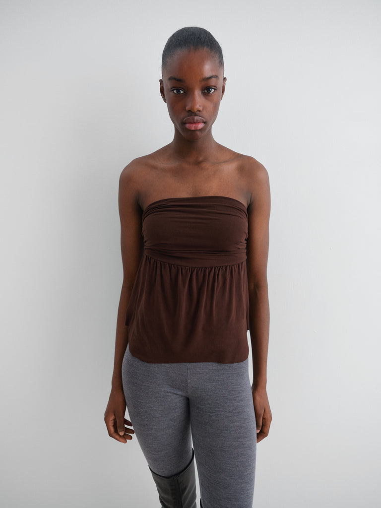 Brown strapless draped top with open back Gimaguas Brown strapless draped top with open back Gimaguas