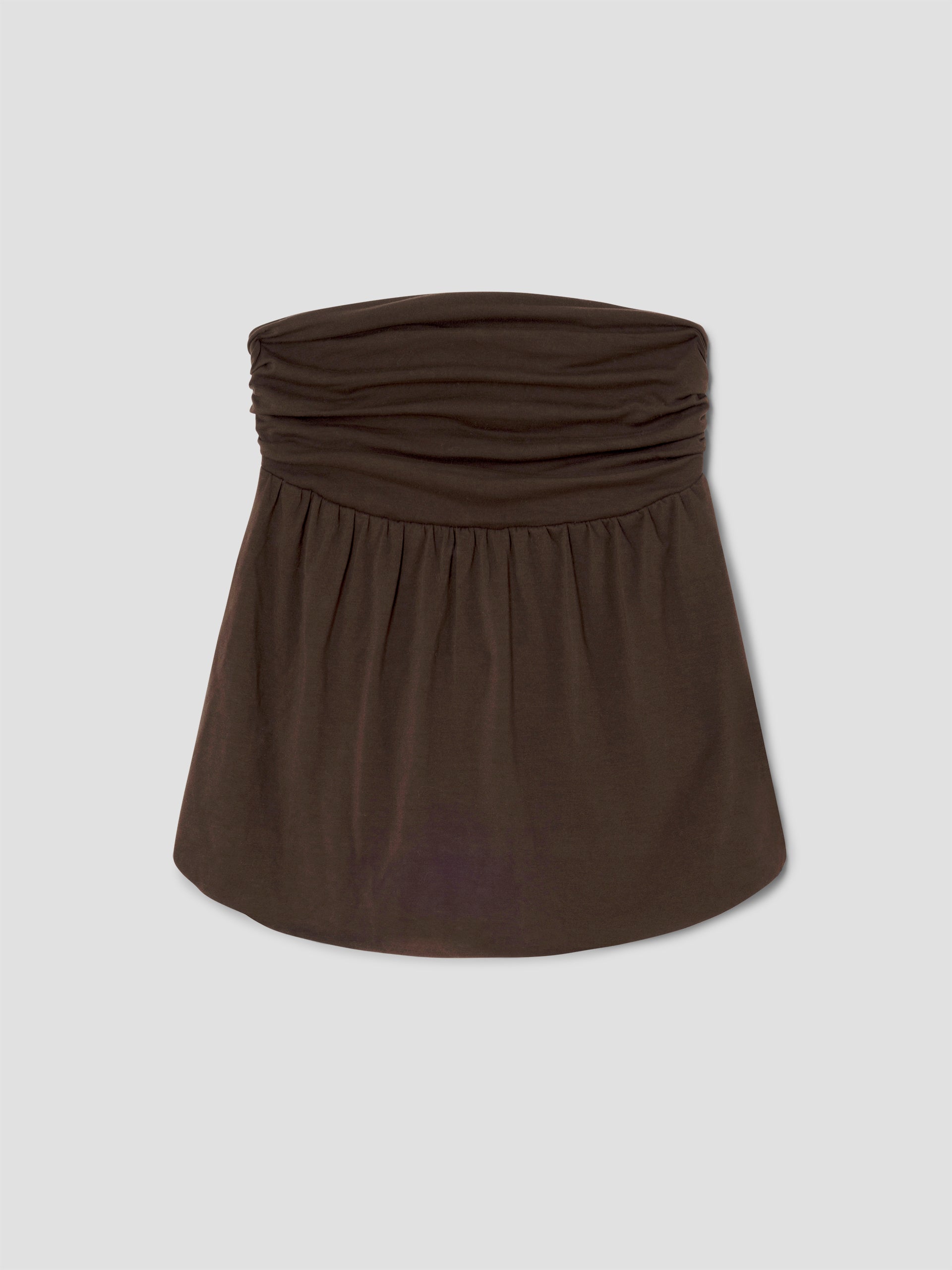 Brown strapless draped top with open back – Gimaguas