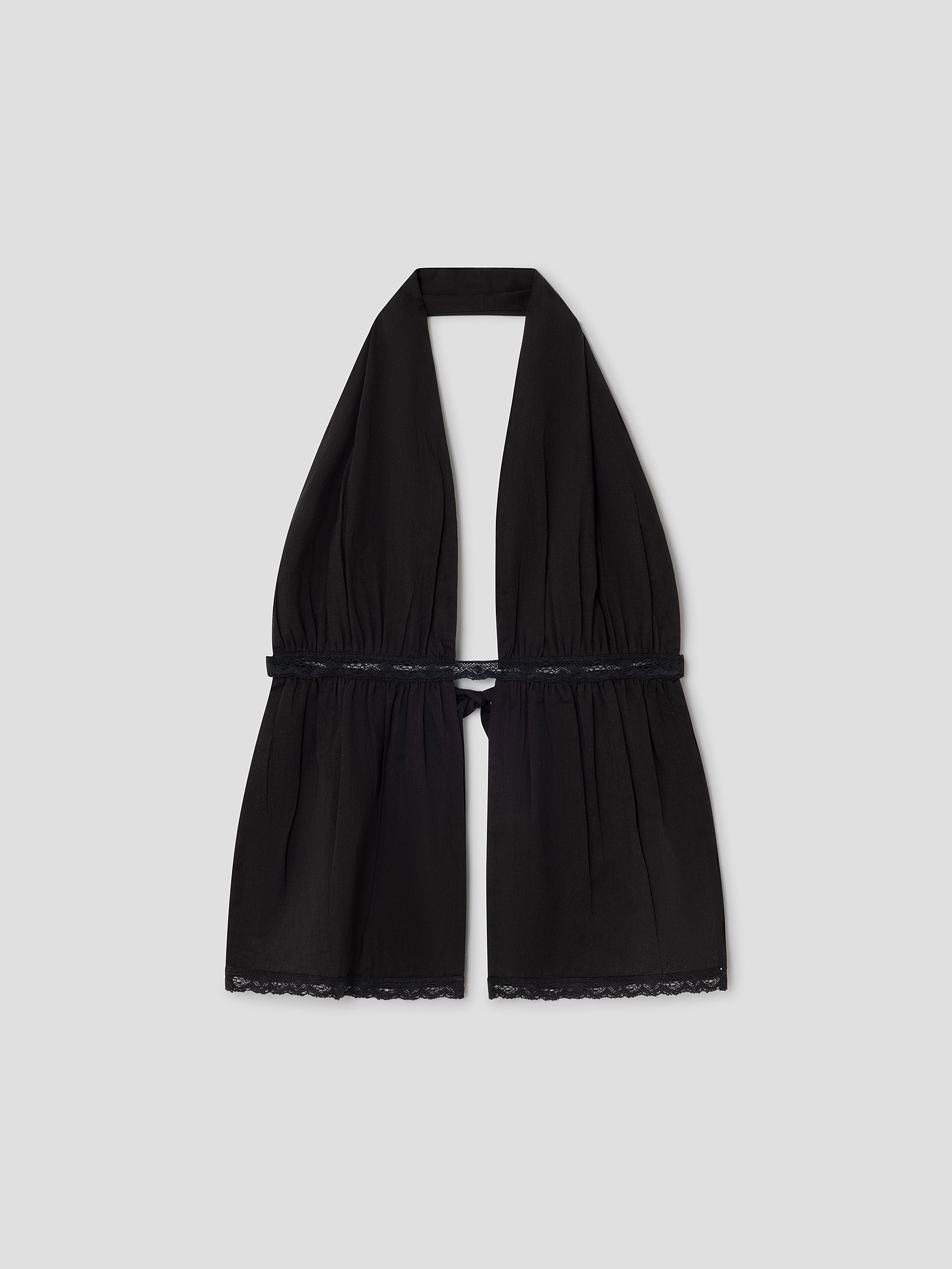 Women's Black Halter Top Lace Ruched Open Back | Gimaguas