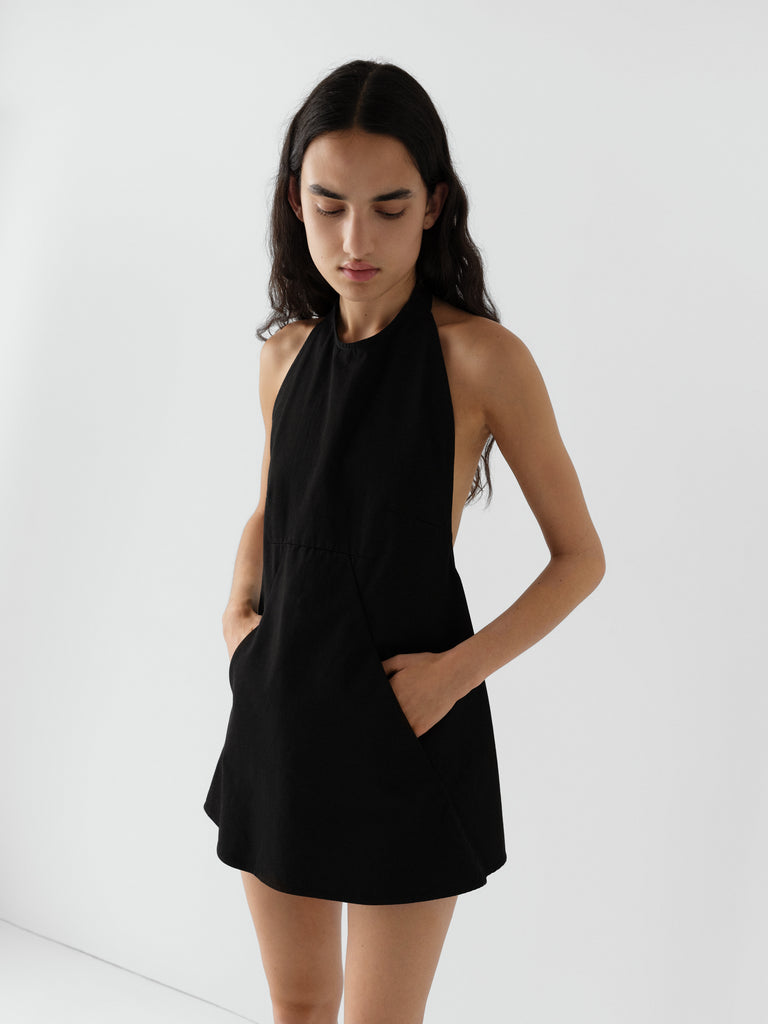 Women's Black Halter Mini Dress Open Back. Gimaguas Women's Black Halter Mini Dress Open Back. Gimaguas