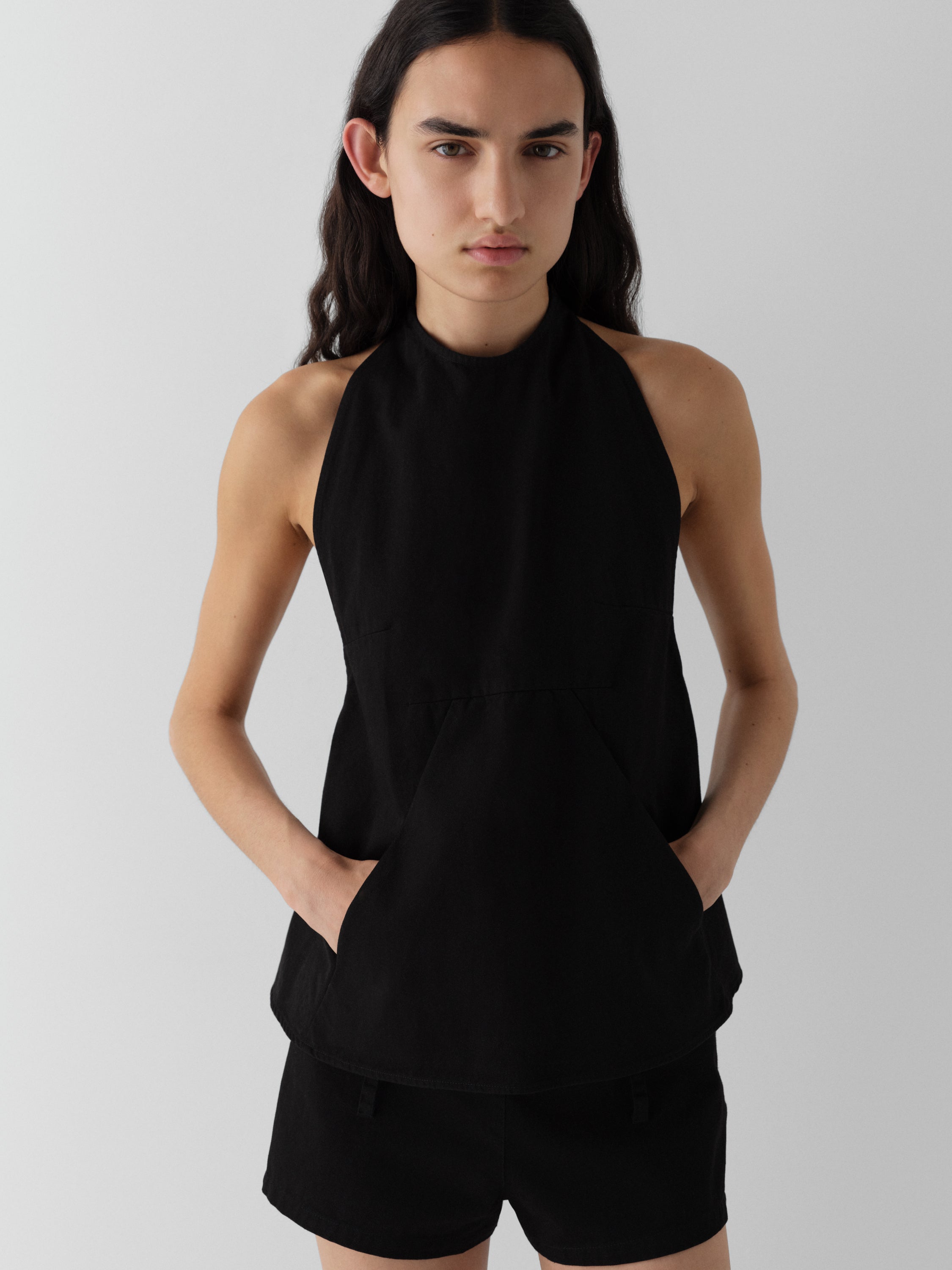 Women's Black Halter Top Open Back. Gimaguas