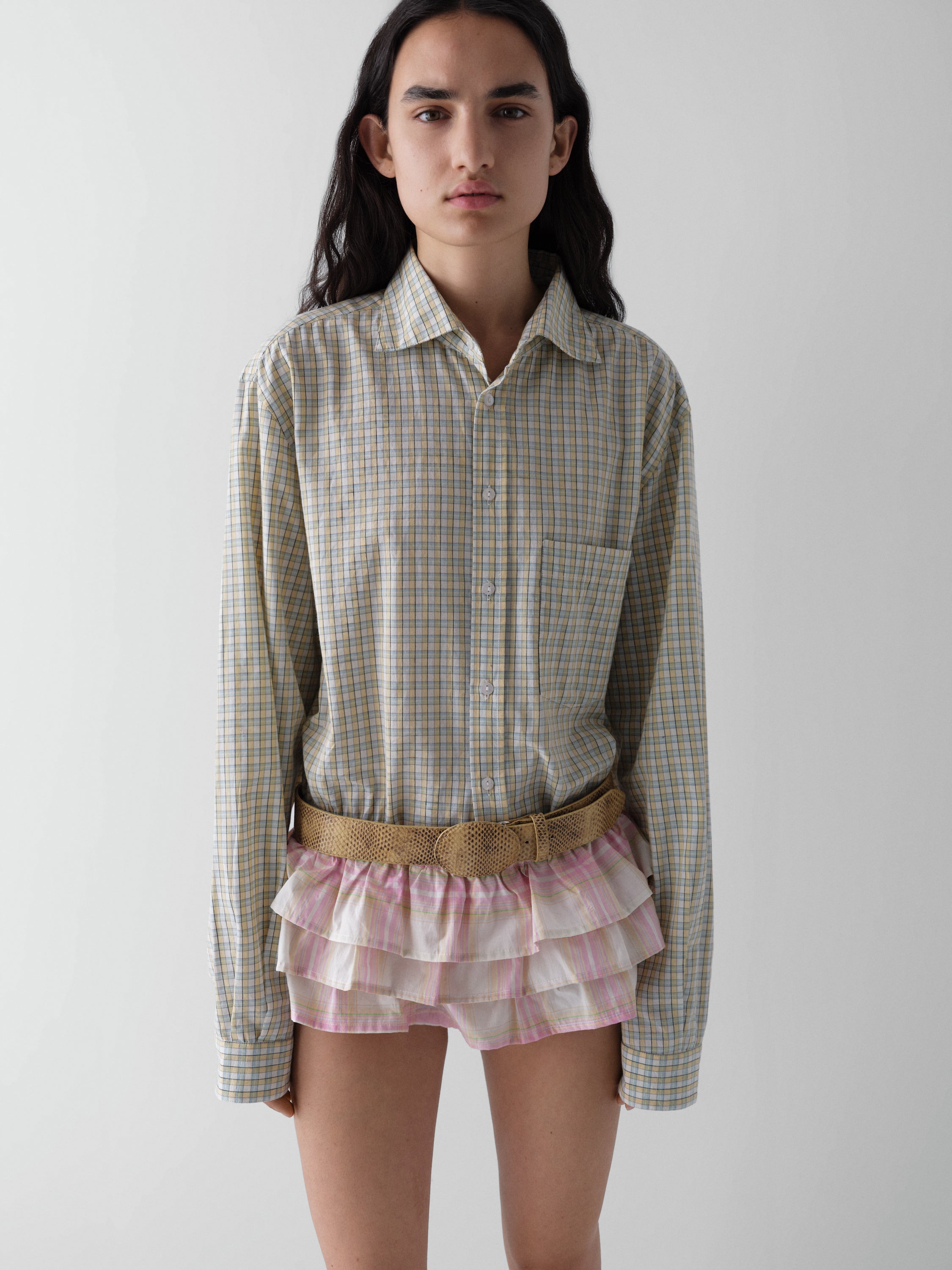 Pink and Yellow Checkered Mini Skirt with Shorts for Women – Gimaguas